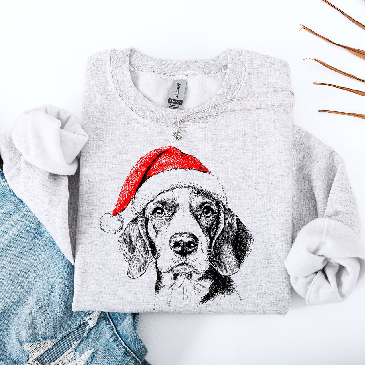 Beagle Santa Christmas Dog Lover Beagle Breed Holiday Cheer Seasonal Greeting Graphic Sweatshirt