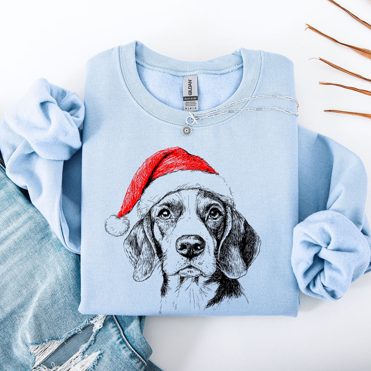 Beagle Santa Christmas Dog Lover Beagle Breed Holiday Cheer Seasonal Greeting Graphic Sweatshirt