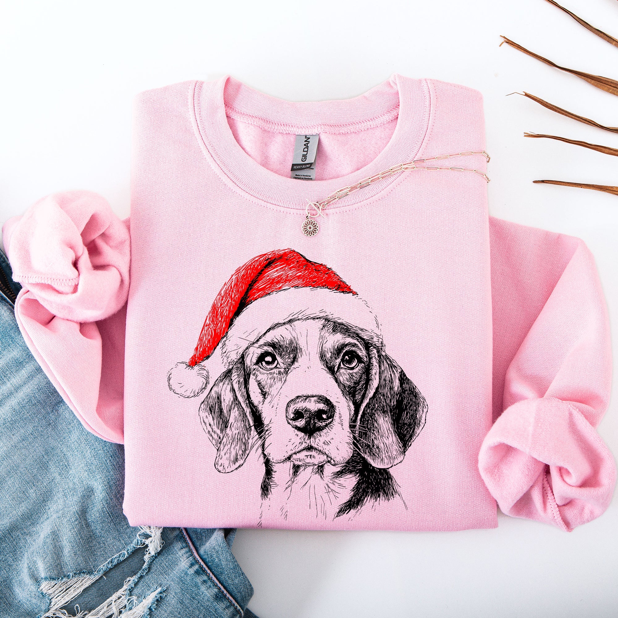 Beagle Santa Christmas Dog Lover Beagle Breed Holiday Cheer Seasonal Greeting Graphic Sweatshirt