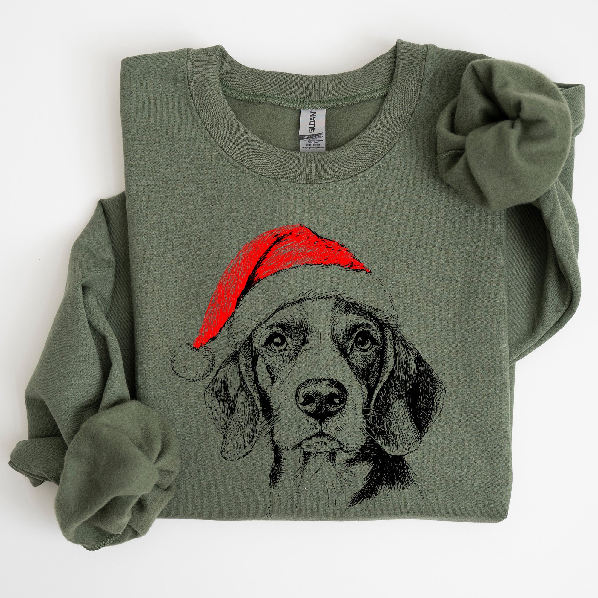 Beagle Santa Christmas Dog Lover Beagle Breed Holiday Cheer Seasonal Greeting Graphic Sweatshirt