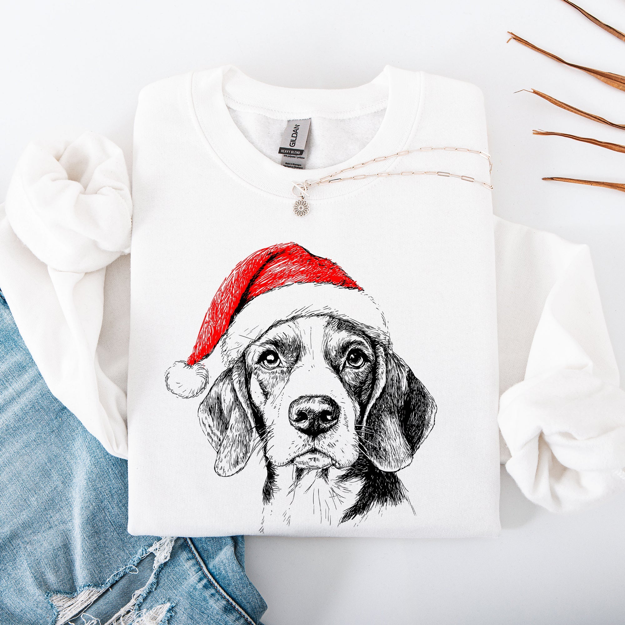 Beagle Santa Christmas Dog Lover Beagle Breed Holiday Cheer Seasonal Greeting Graphic Sweatshirt