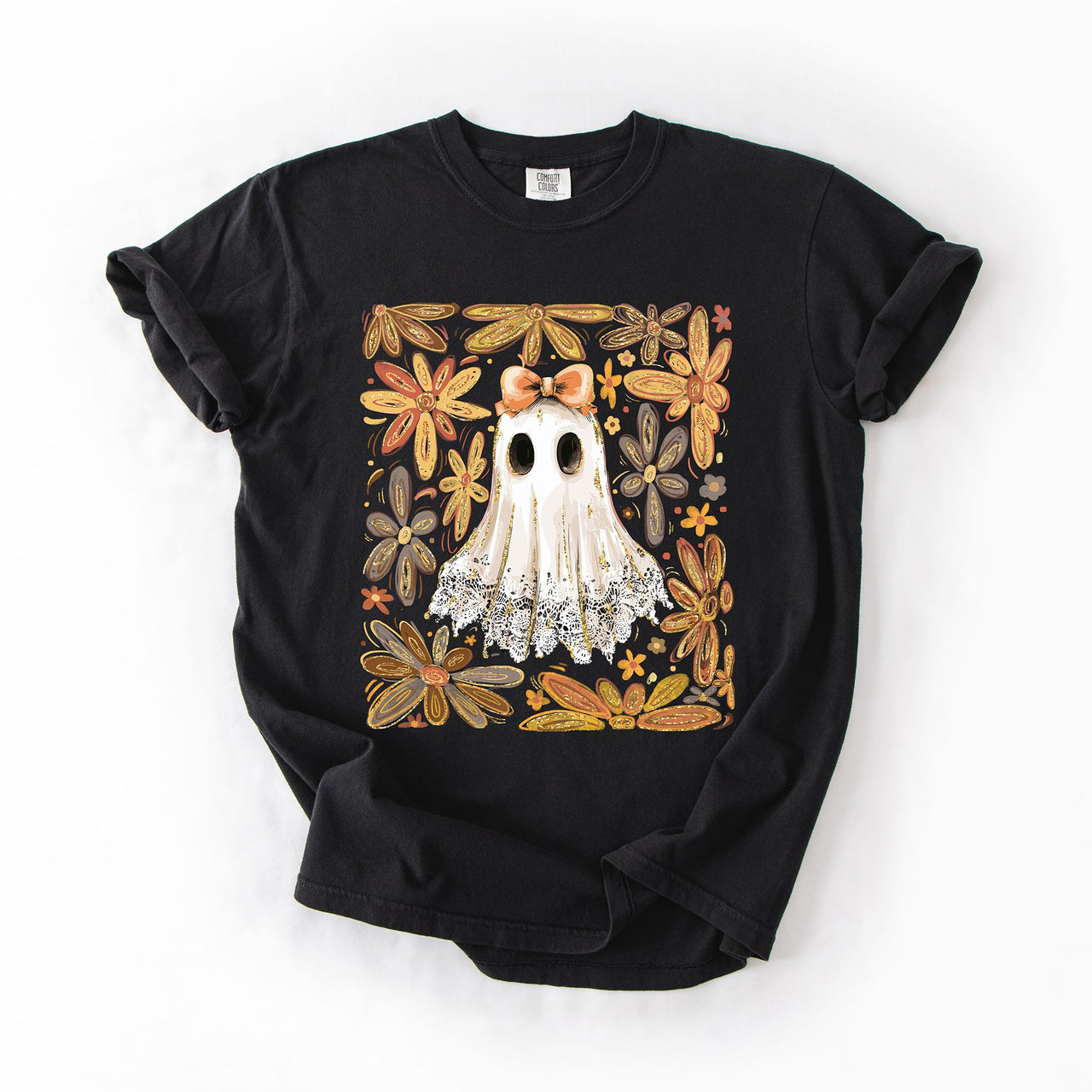 Beautiful Halloween, Flowers, Coquette Ghost Artwork Collection Comfort Colors Tee