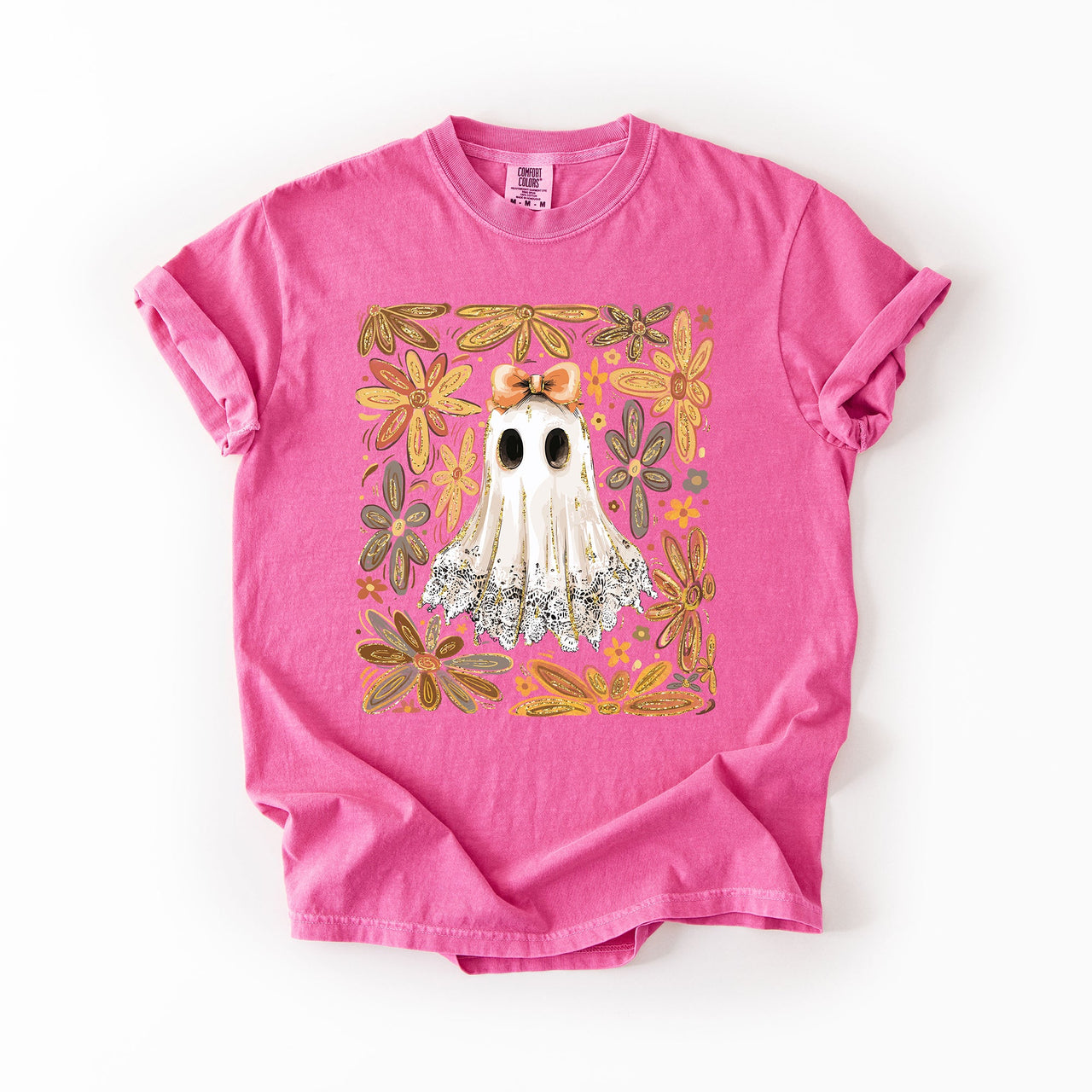 Beautiful Halloween, Flowers, Coquette Ghost Artwork Collection Comfort Colors Tee