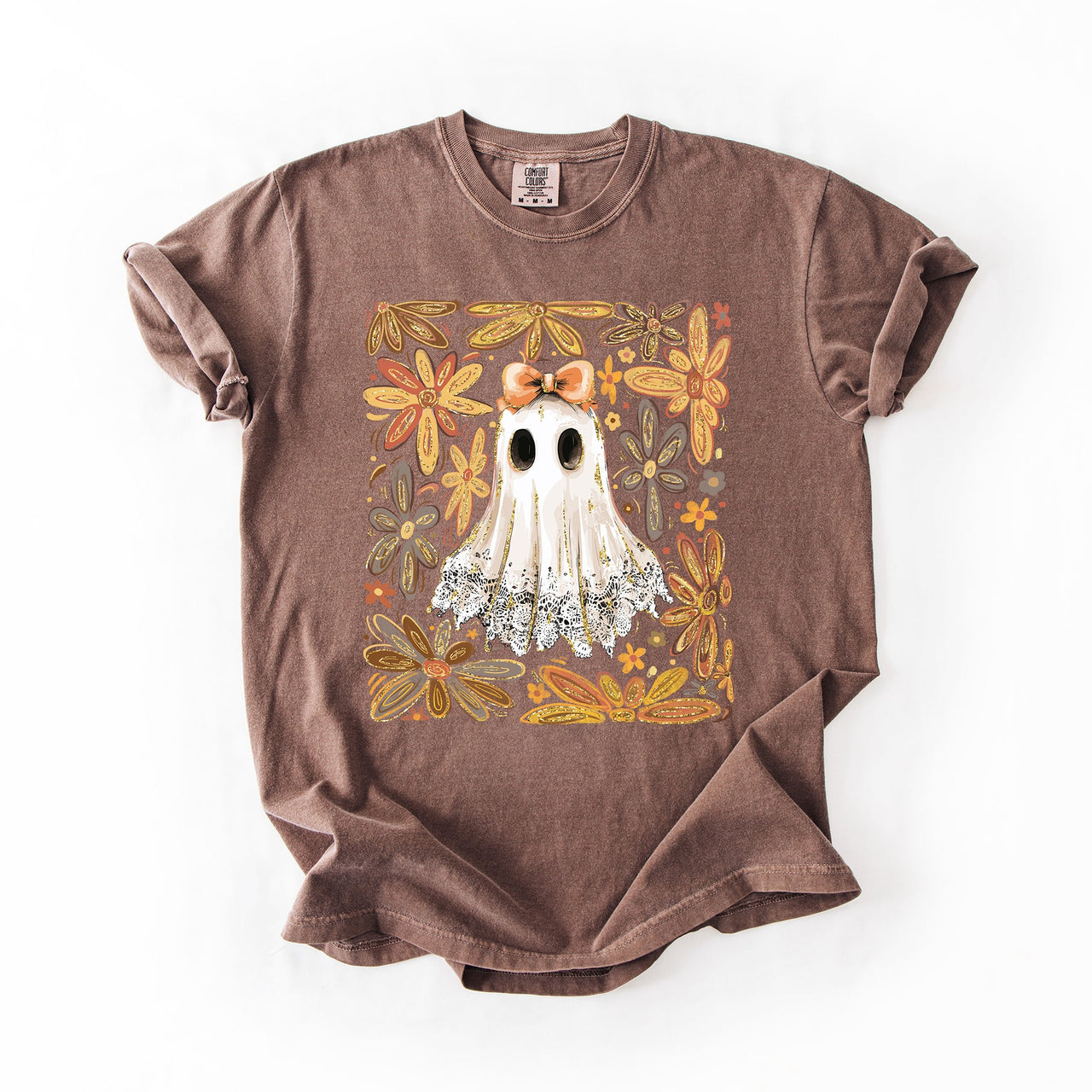 Beautiful Halloween, Flowers, Coquette Ghost Artwork Collection Comfort Colors Tee