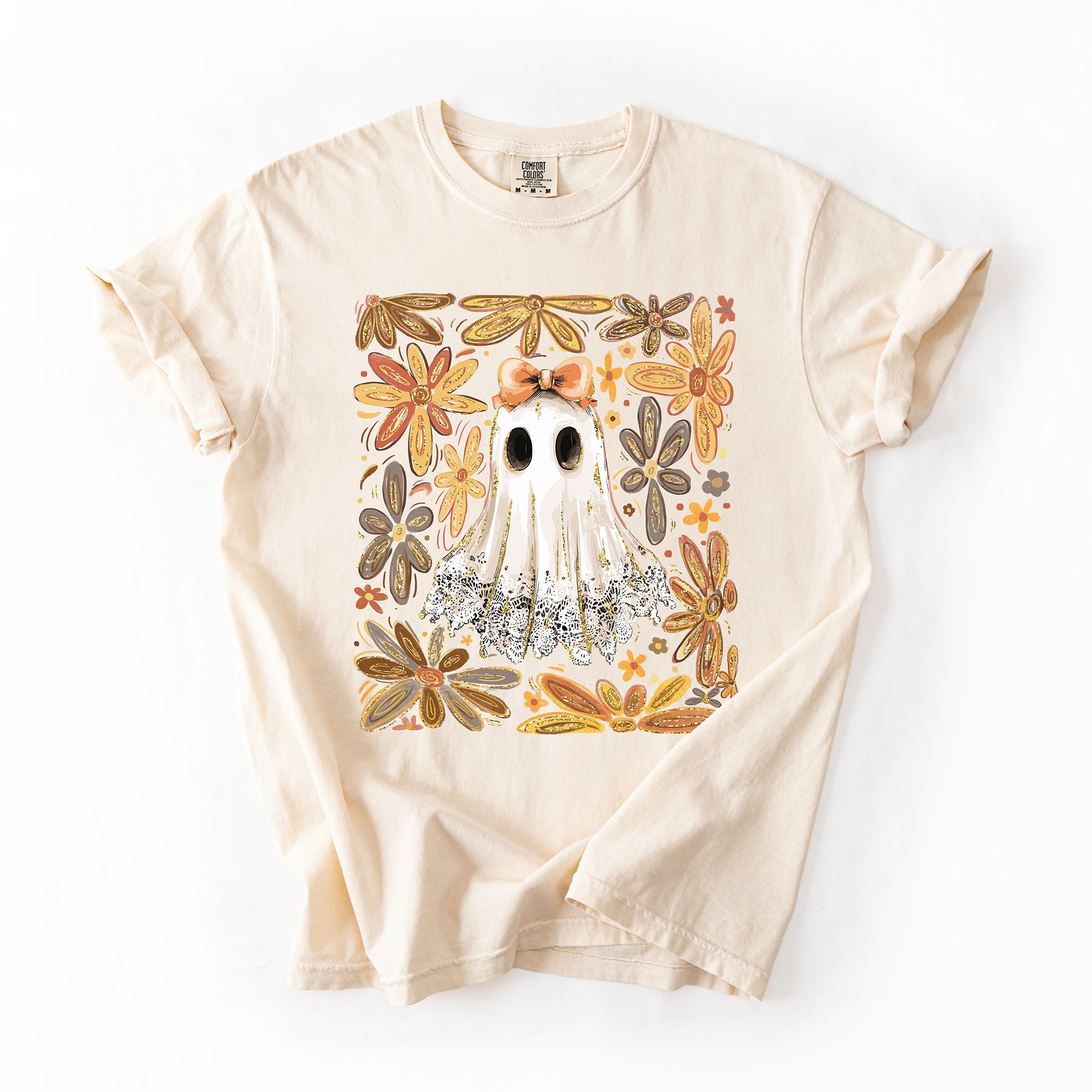 Beautiful Halloween, Flowers, Coquette Ghost Artwork Collection Comfort Colors Tee
