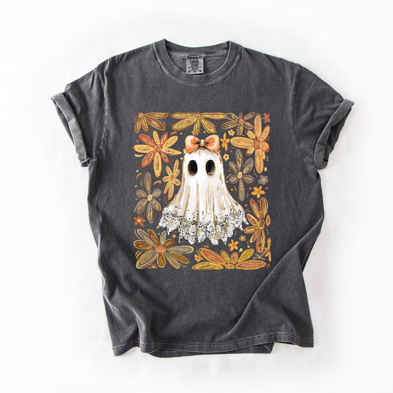 Beautiful Halloween, Flowers, Coquette Ghost Artwork Collection Comfort Colors Tee