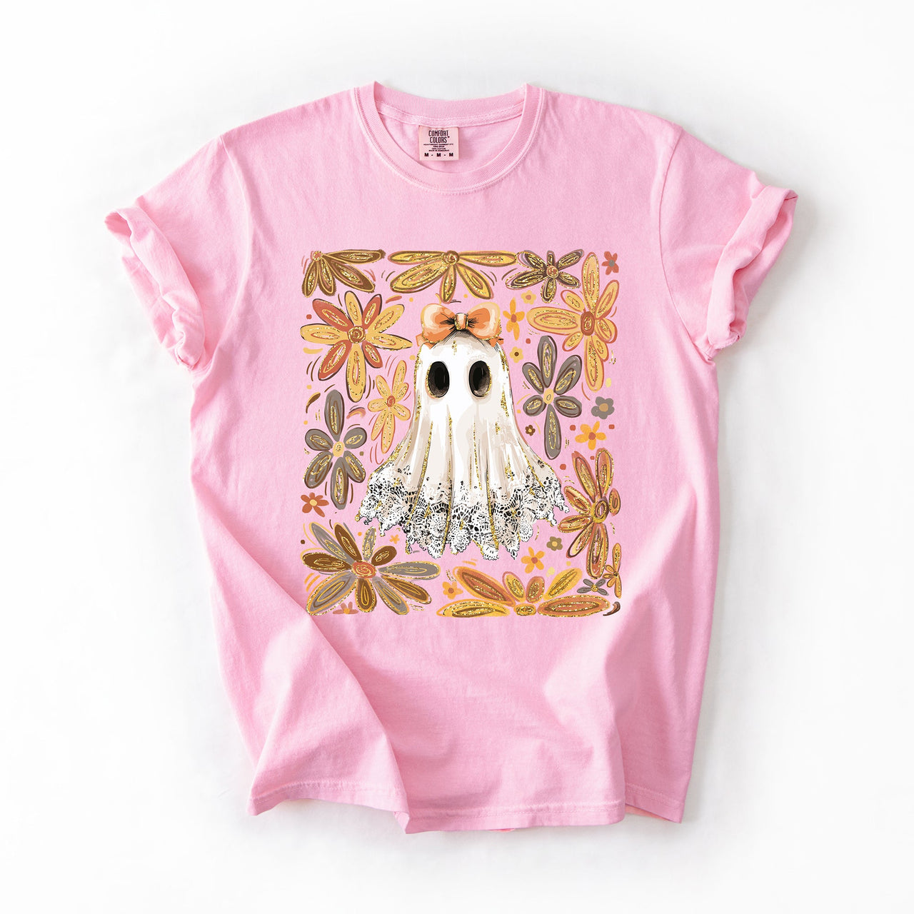 Beautiful Halloween, Flowers, Coquette Ghost Artwork Collection Comfort Colors Tee