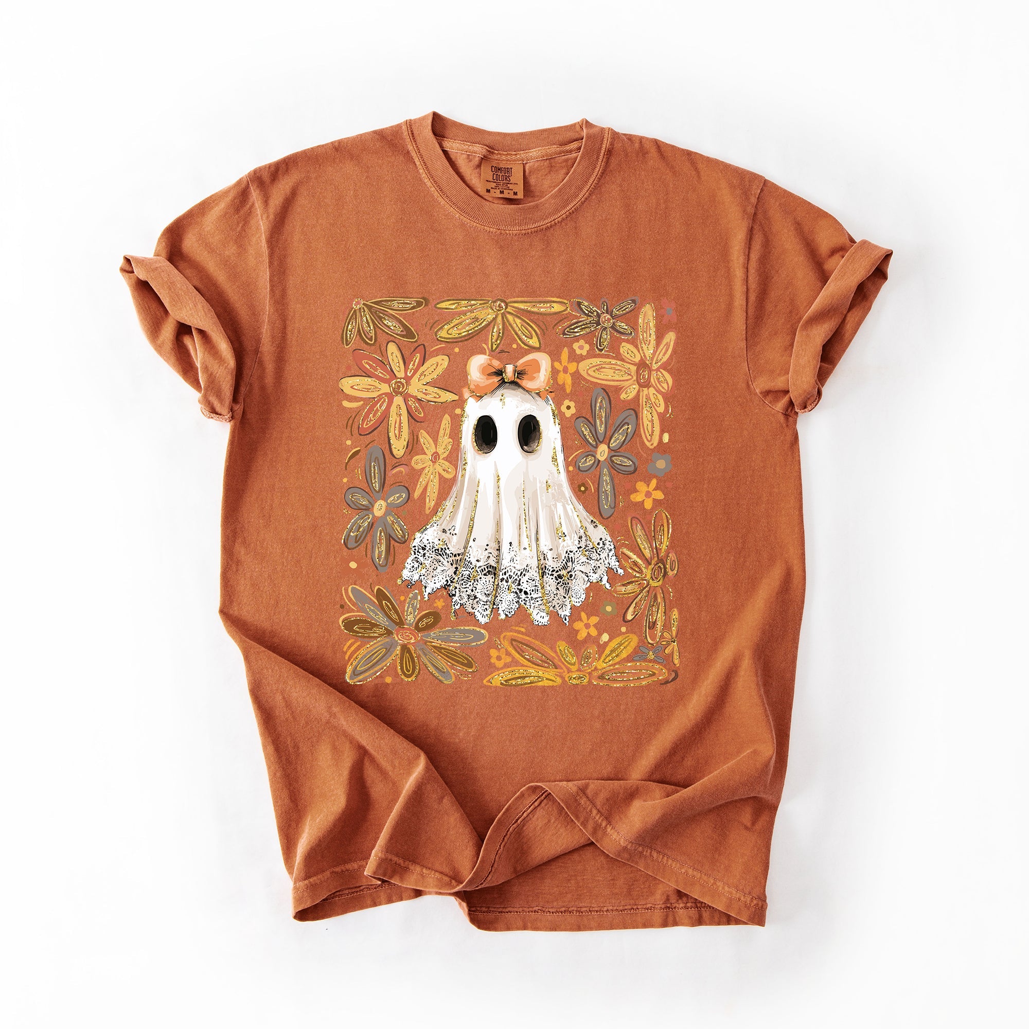 Beautiful Halloween, Flowers, Coquette Ghost Artwork Collection Comfort Colors Tee