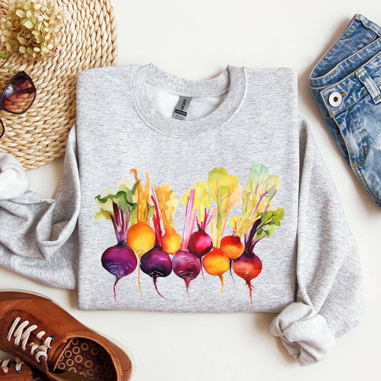 Beets Watercolor Vegetables Gardening Artistic Illustration Sweatshirt