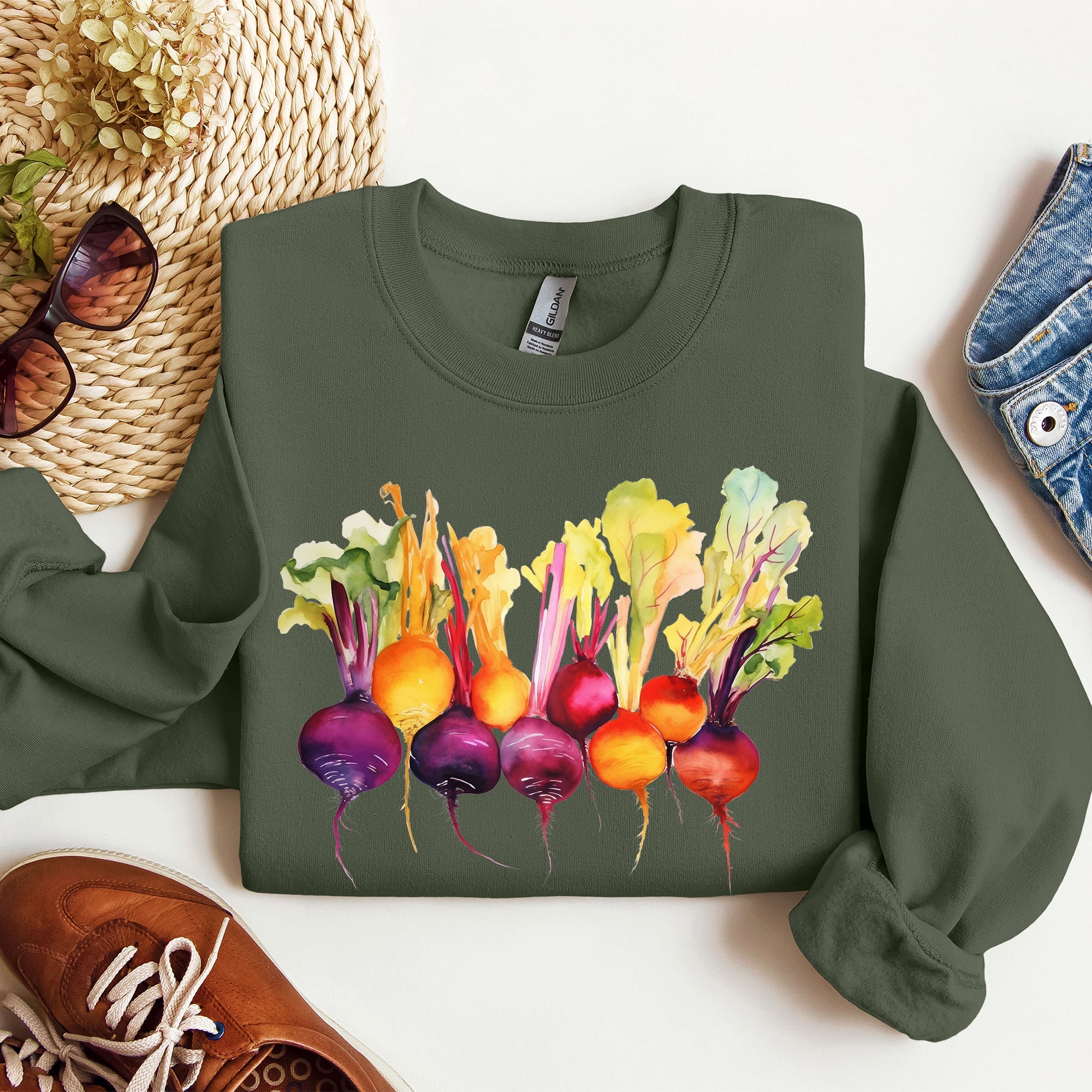 Beets Watercolor Vegetables Gardening Artistic Illustration Sweatshirt