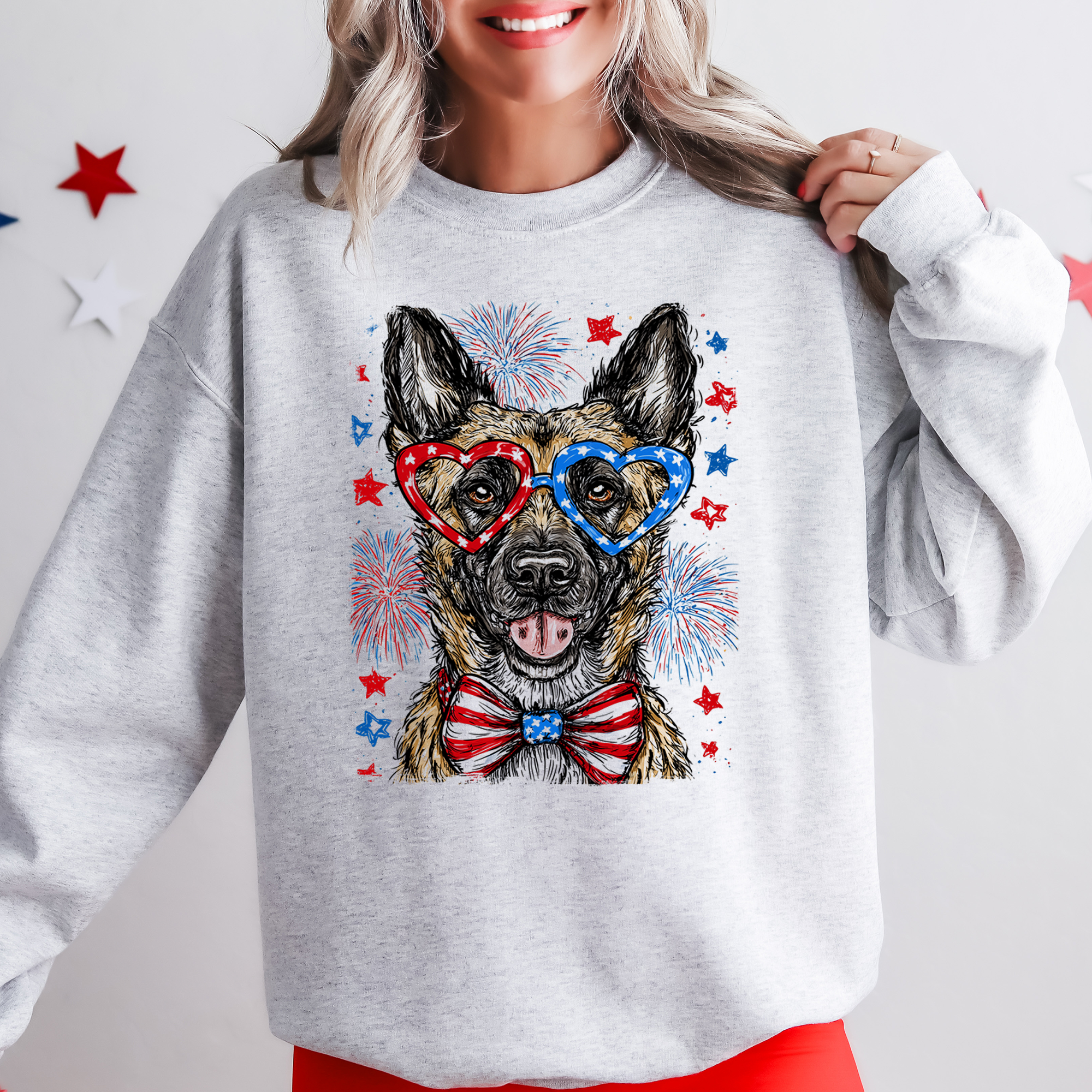 Belgian Malinois Patriotic Dog Independence Day USA Flag Edition Graphic Sweatshirt