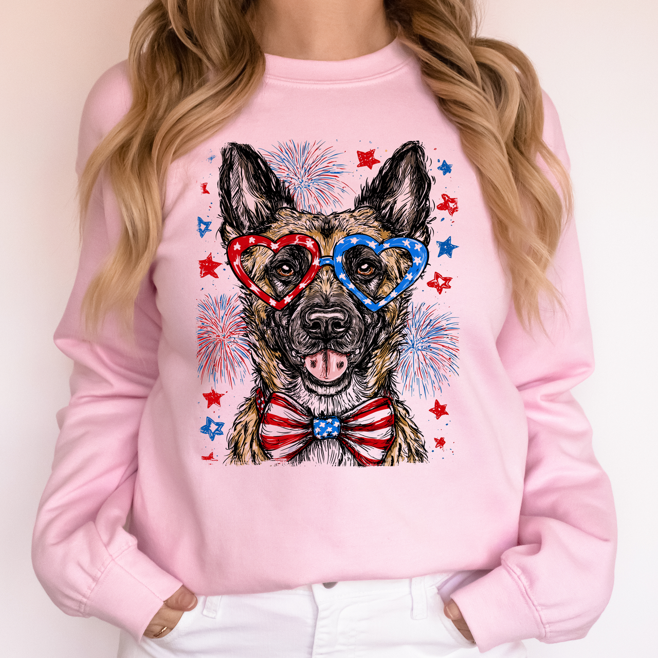 Belgian Malinois Patriotic Dog Independence Day USA Flag Edition Graphic Sweatshirt