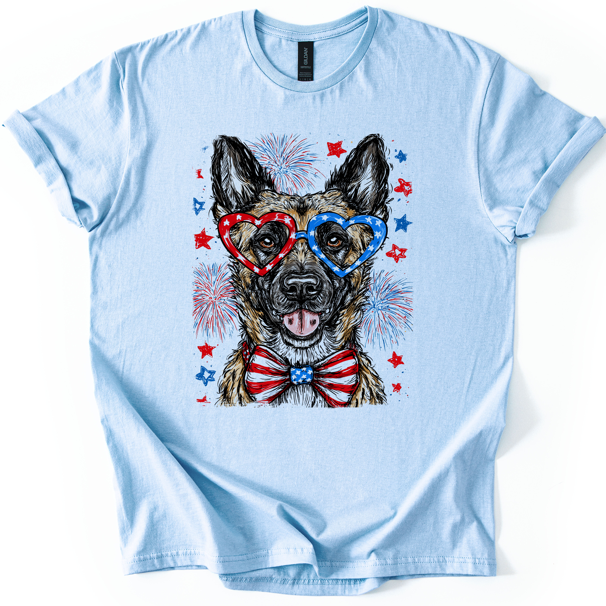 Belgian Malinois Patriotic Dog USA Flag Fourth Of July Edition For Pet Lovers And Patriot Fans Graphic Tee