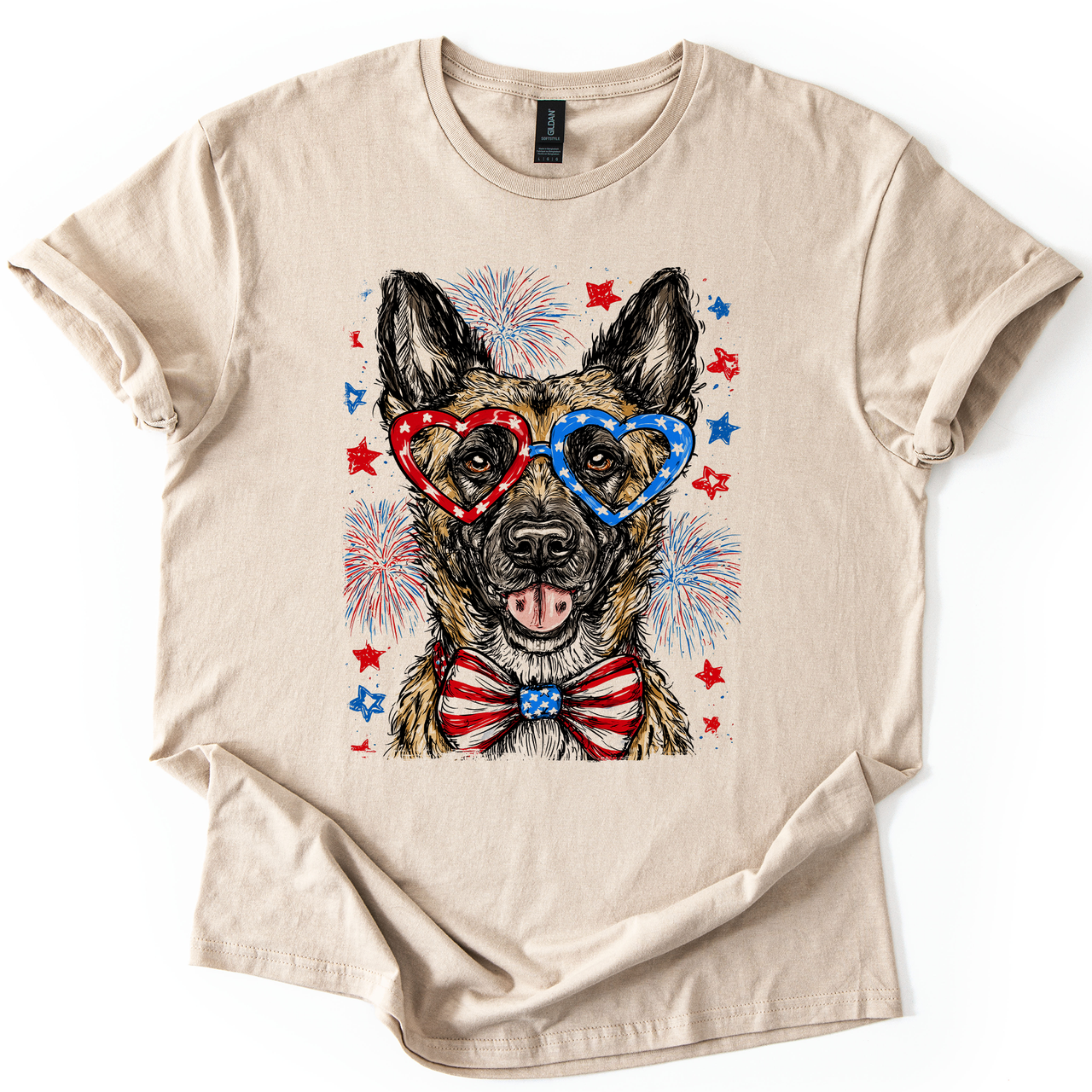 Belgian Malinois Patriotic Dog USA Flag Fourth Of July Edition For Pet Lovers And Patriot Fans Graphic Tee