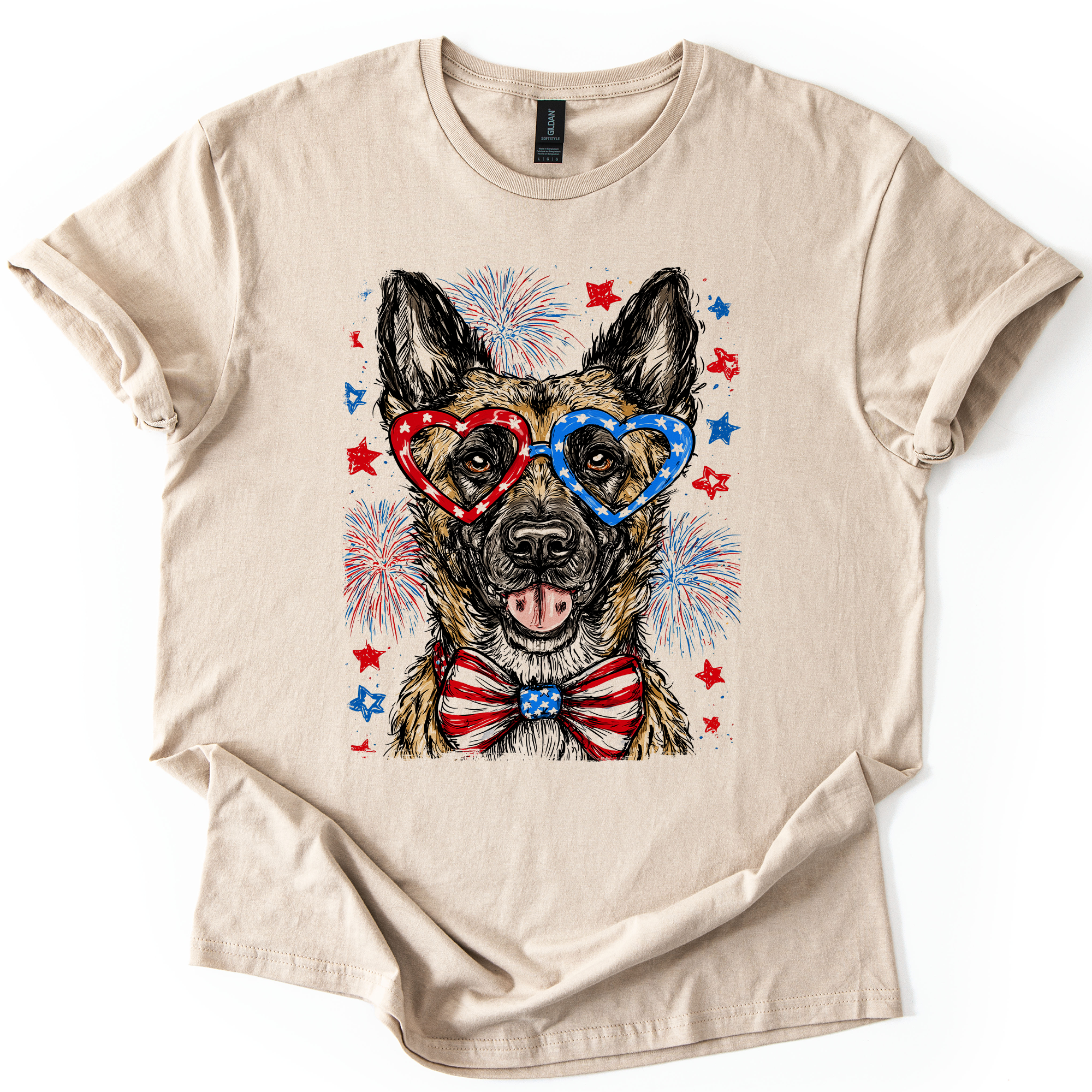 Belgian Malinois Patriotic Dog USA Flag Fourth Of July Edition For Pet Lovers And Patriot Fans Graphic Tee