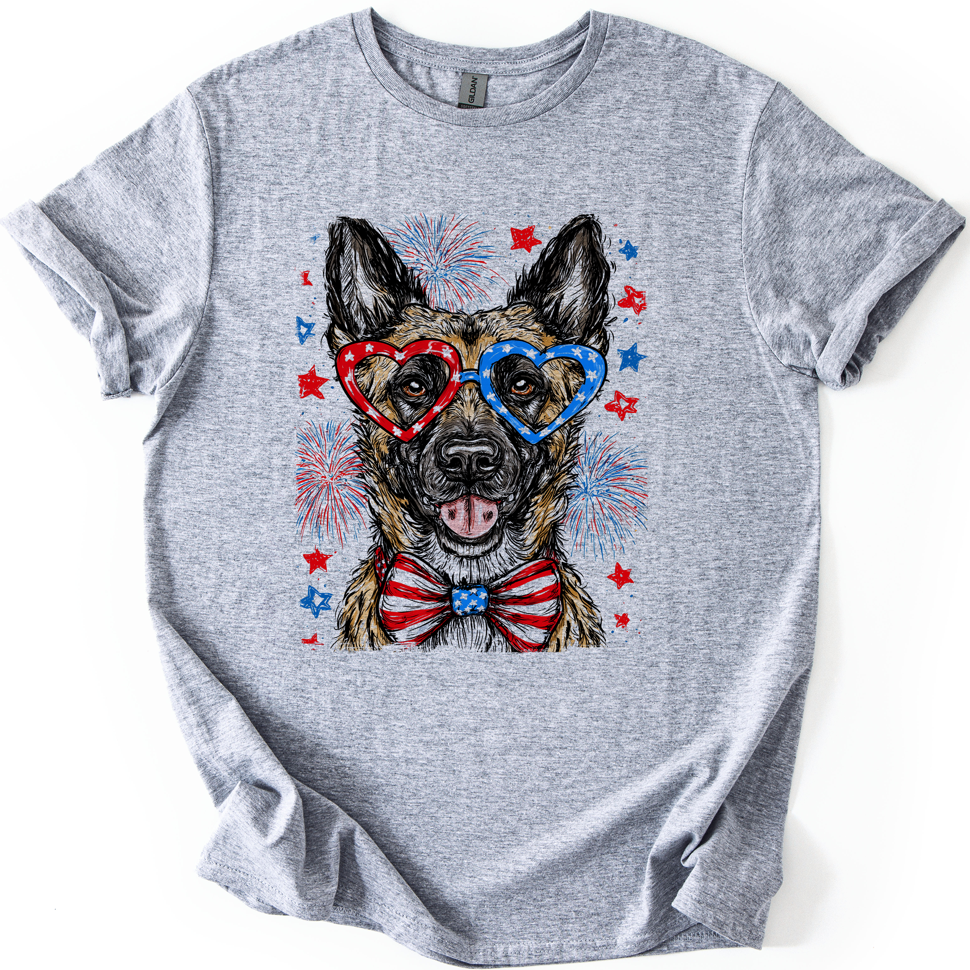 Belgian Malinois Patriotic Dog USA Flag Fourth Of July Edition For Pet Lovers And Patriot Fans Graphic Tee