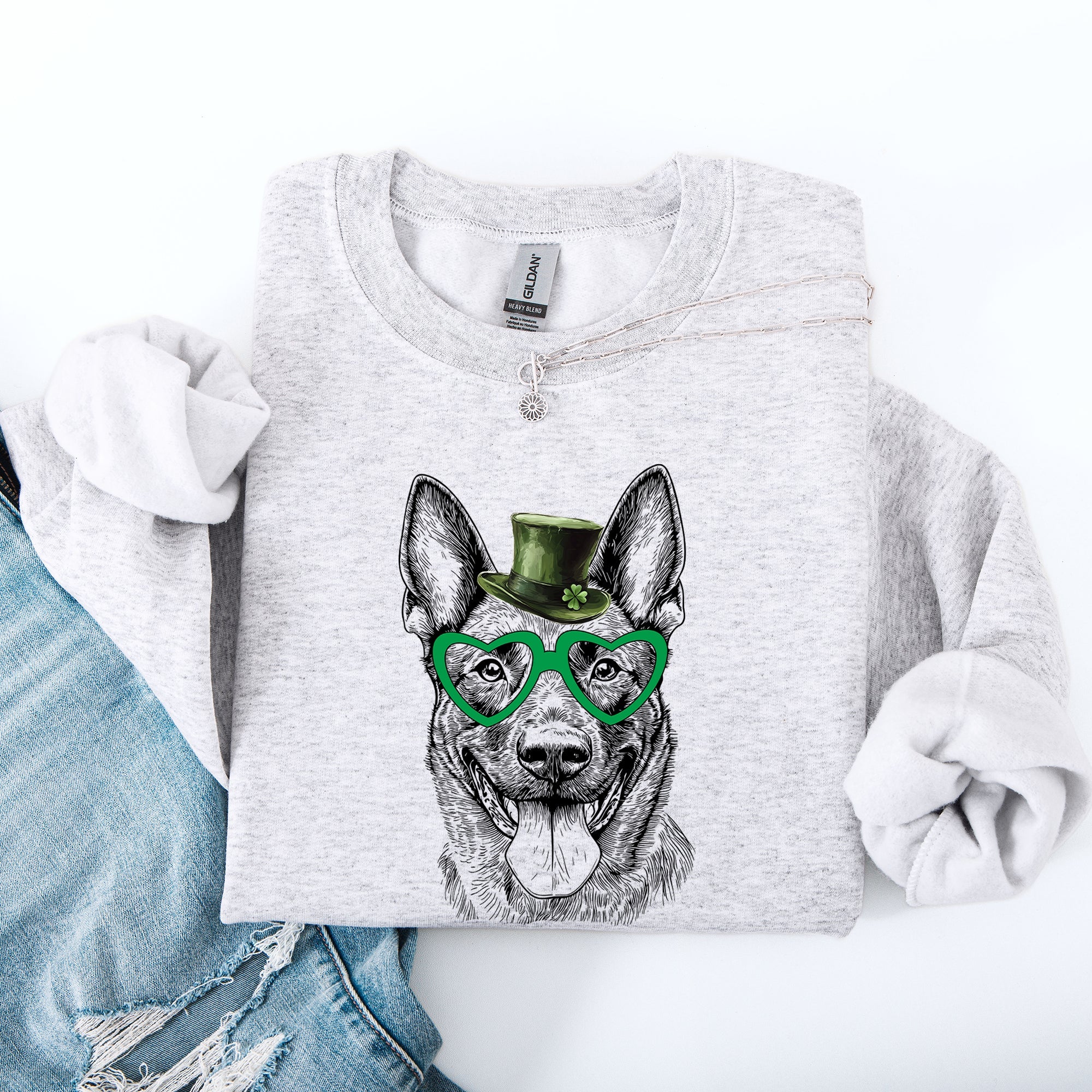 Belgian Malinois Adorable Dog St Patrick's Day Lucky Irish Parade Cozy Sweatshirt