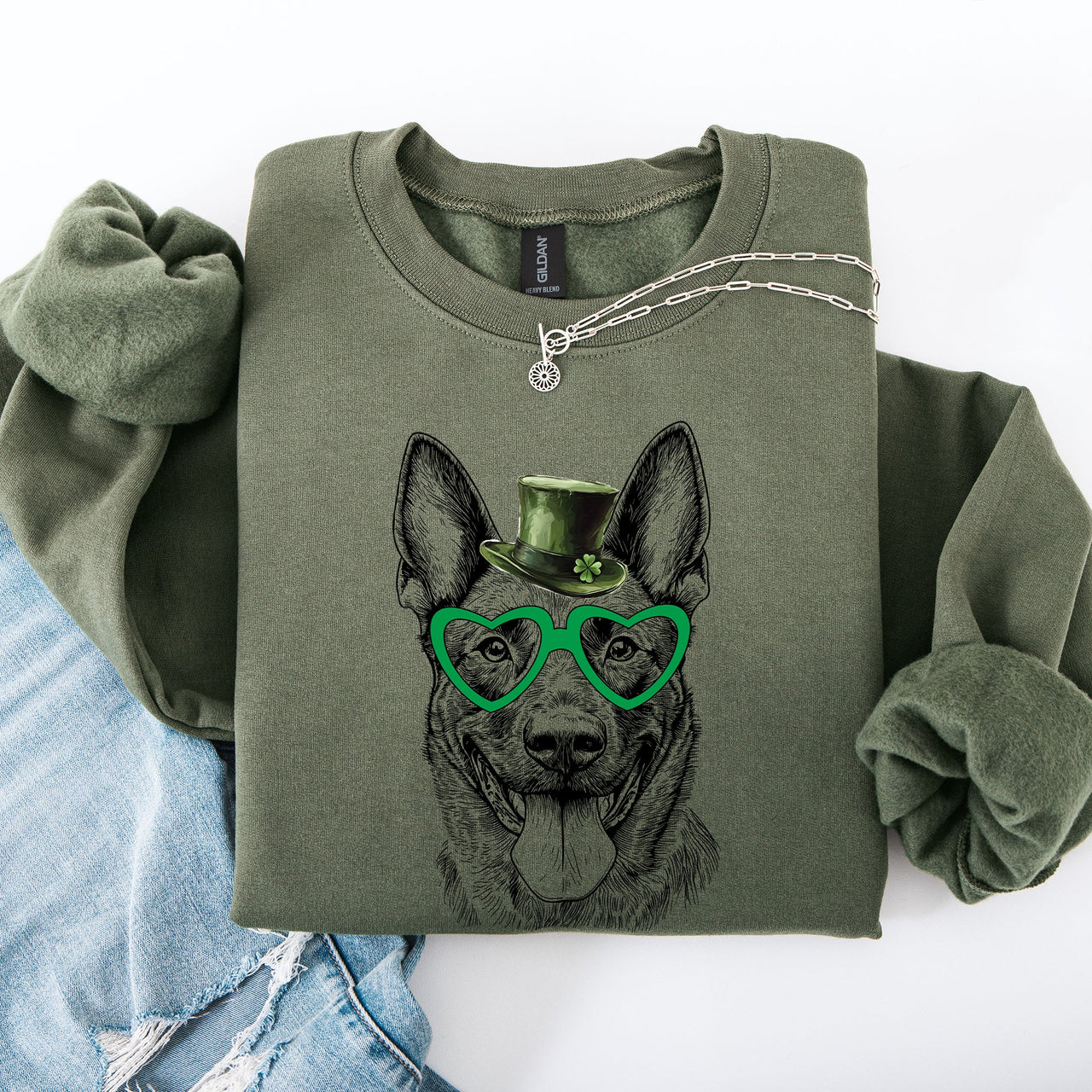 Belgian Malinois Adorable Dog St Patrick's Day Lucky Irish Parade Cozy Sweatshirt
