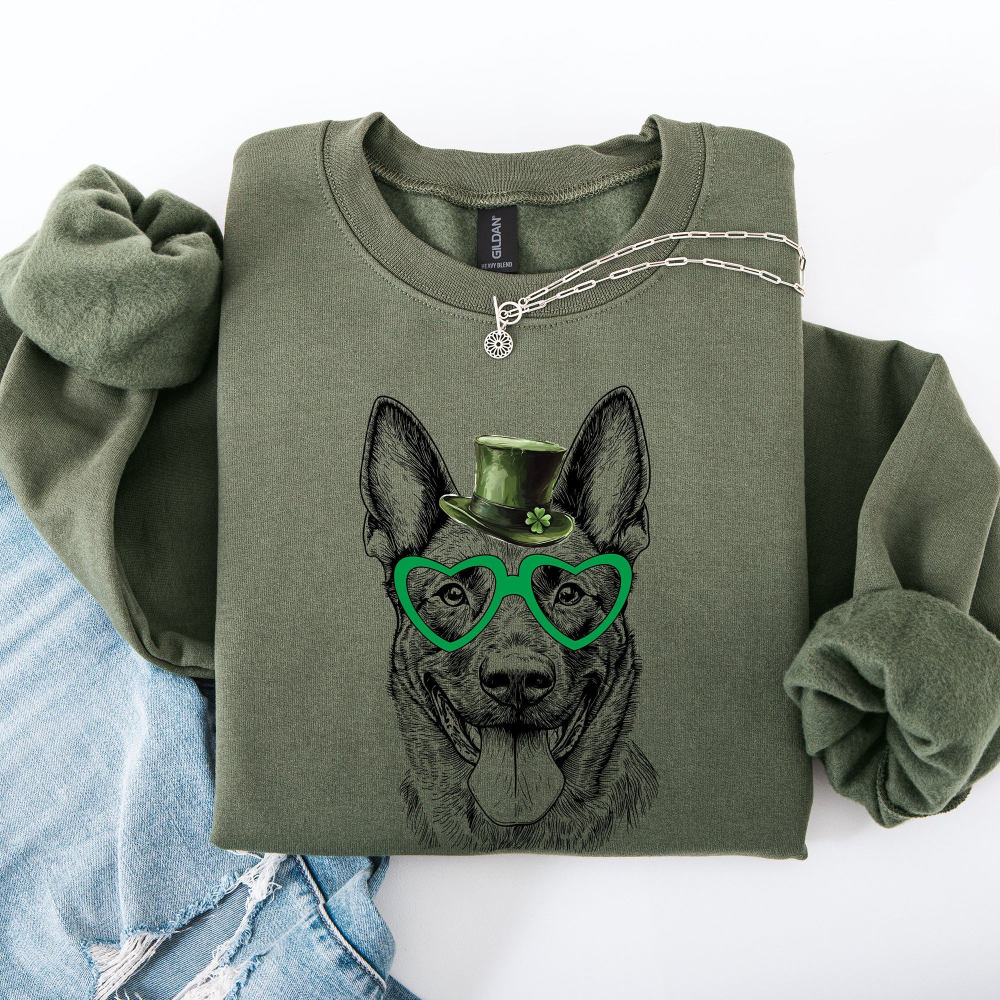 Belgian Malinois Adorable Dog St Patrick's Day Lucky Irish Parade Cozy Sweatshirt
