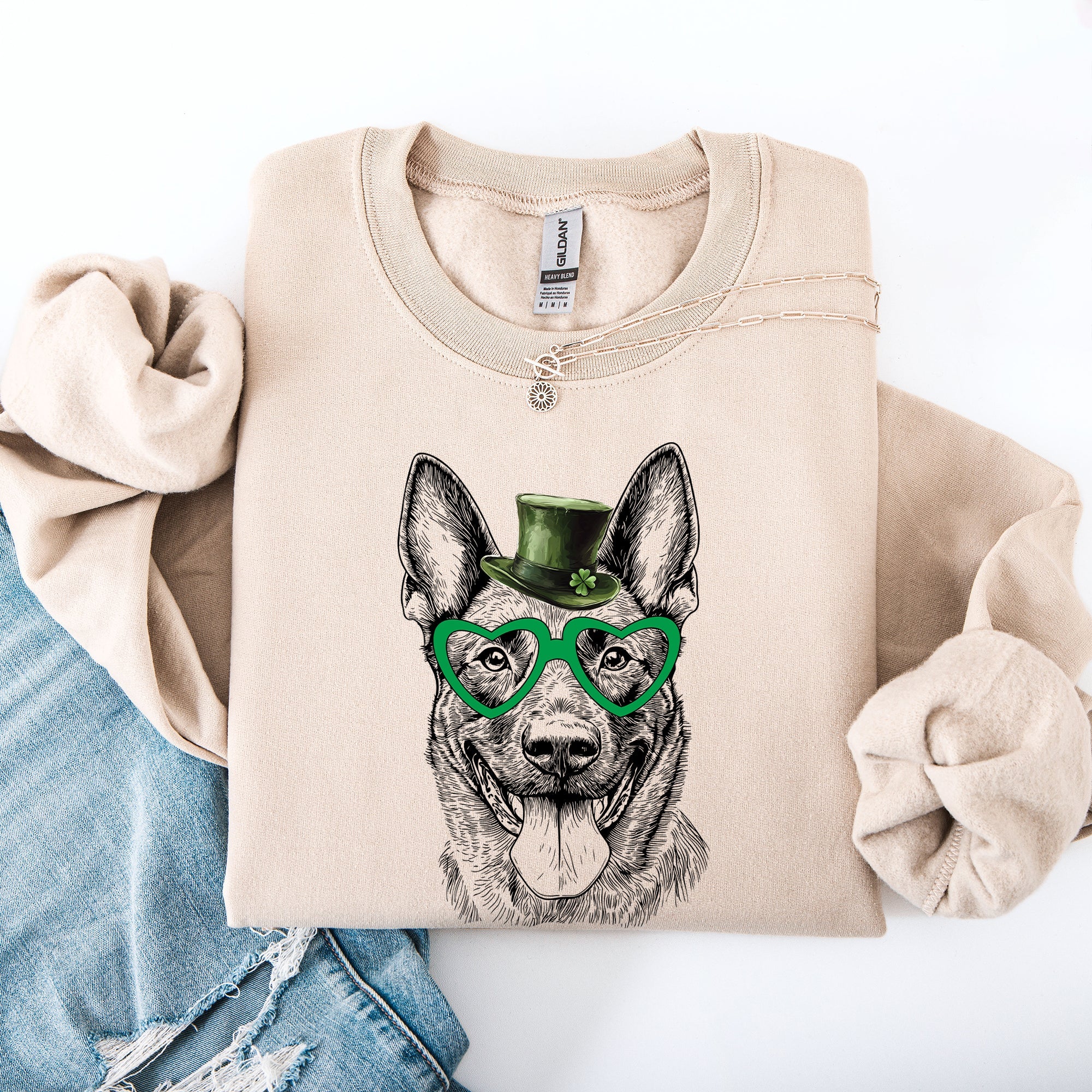 Belgian Malinois Adorable Dog St Patrick's Day Lucky Irish Parade Cozy Sweatshirt