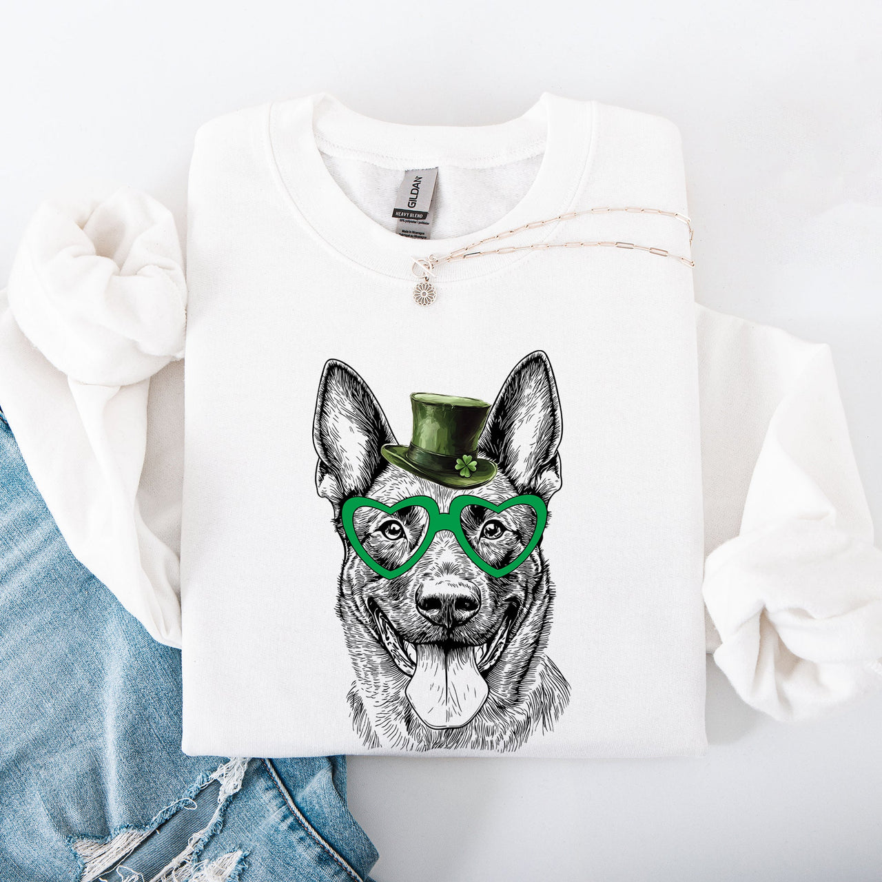Belgian Malinois Adorable Dog St Patrick's Day Lucky Irish Parade Cozy Sweatshirt