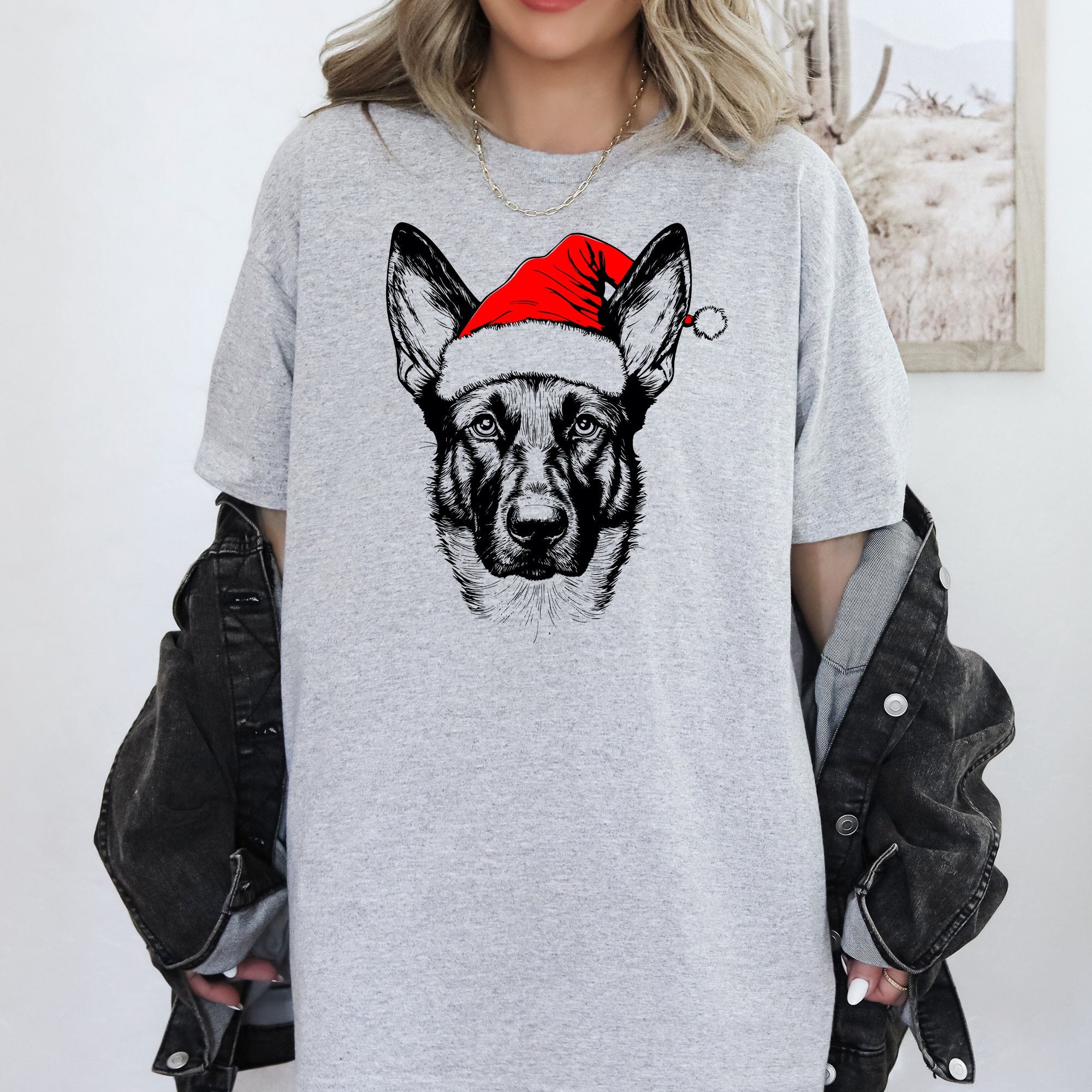 Belgian Malinois Santa Christmas Dog Lover Pet Holiday Illustration Holiday Edition Comfort Colors Tee