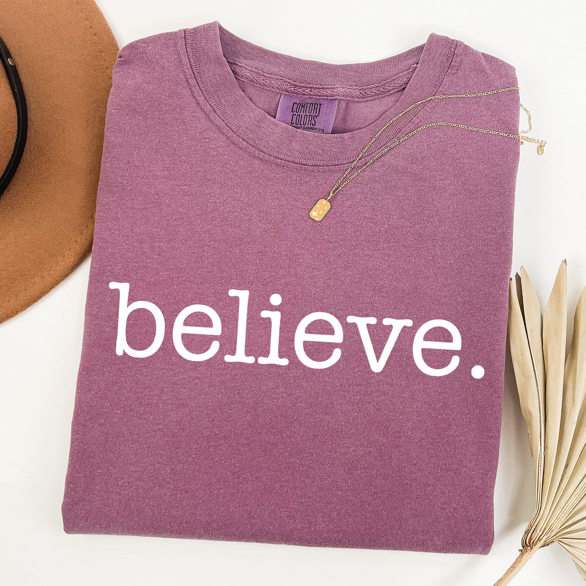 Believe Christmas Minimalist Holiday Santa Xmas Snow Winter Cozy Comfort Colors Tee