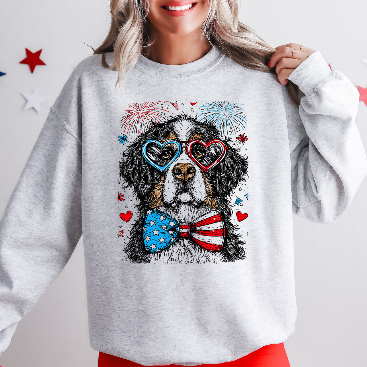 Bernese Mountain Patriotic Dog USA 4th of July Edition Sweatshirt for Pet Lovers