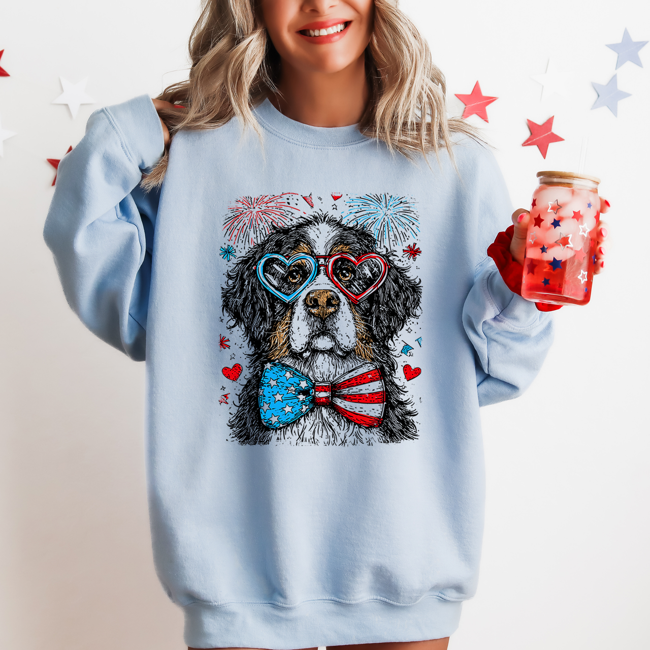 Bernese Mountain Patriotic Dog USA 4th of July Edition Sweatshirt for Pet Lovers