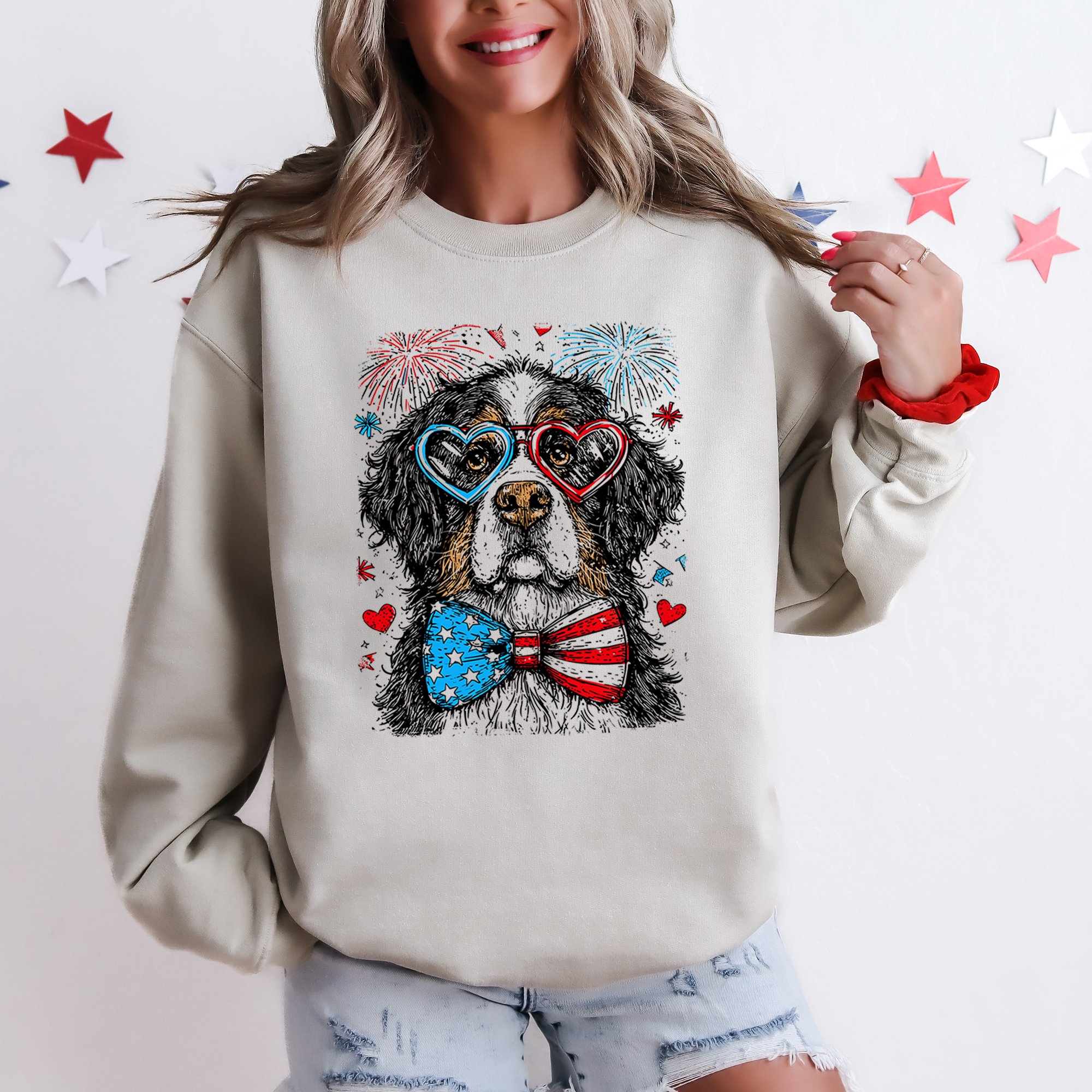 Bernese Mountain Patriotic Dog USA 4th of July Edition Sweatshirt for Pet Lovers