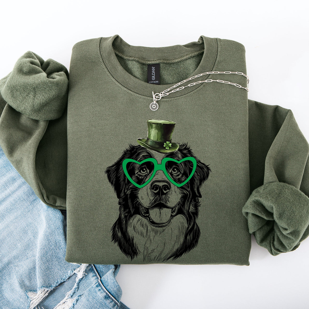 Bernese Mountain Dog Adorable St Patrick's Day Lucky Irish Greeting Cozy Sweatshirt