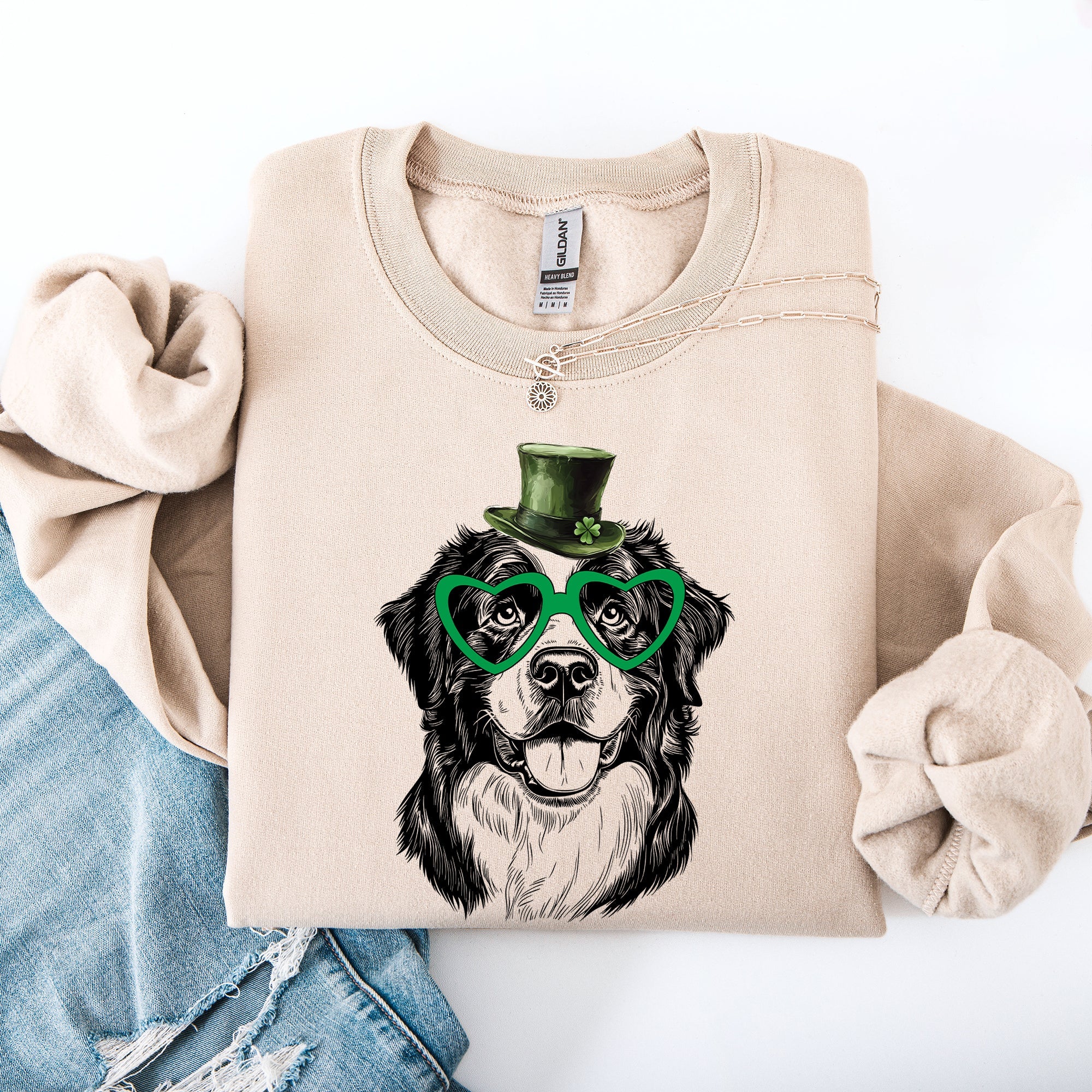Bernese Mountain Dog Adorable St Patrick's Day Lucky Irish Greeting Cozy Sweatshirt