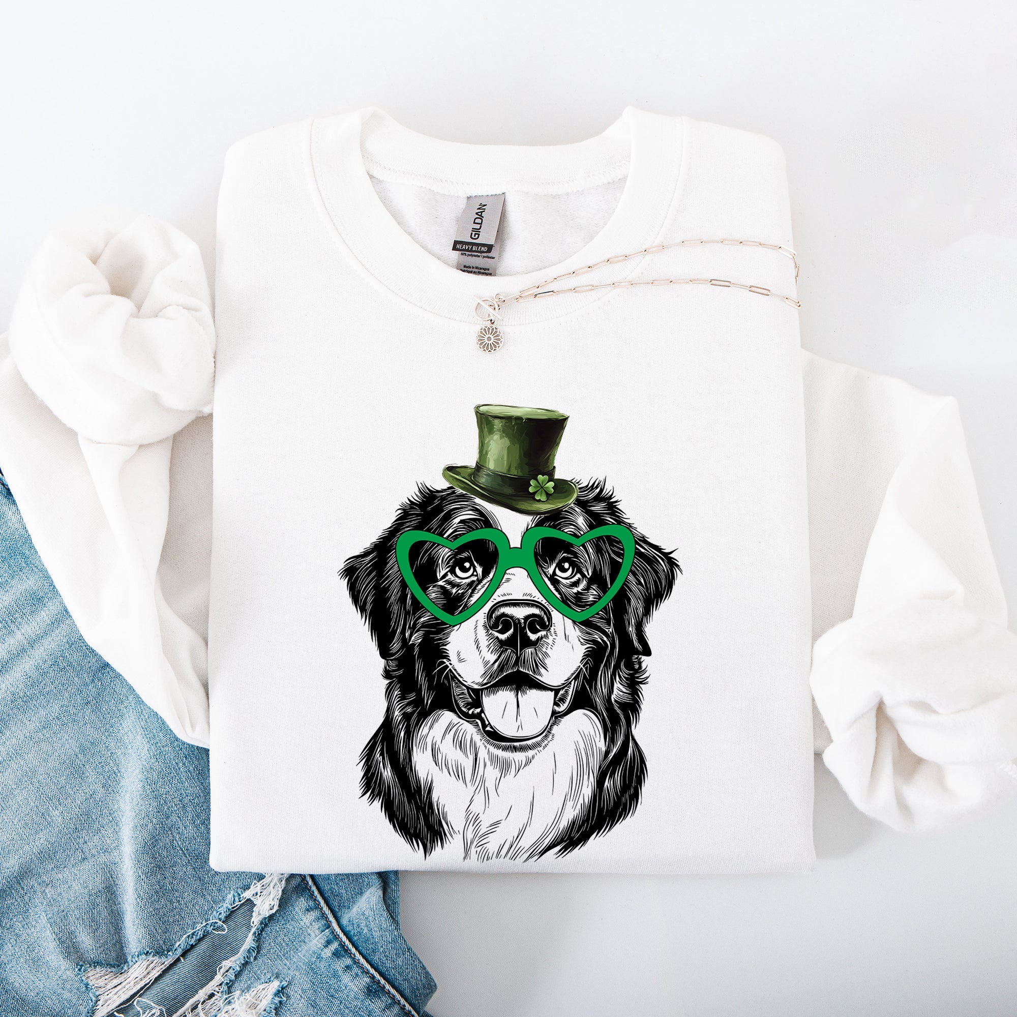 Bernese Mountain Dog Adorable St Patrick's Day Lucky Irish Greeting Cozy Sweatshirt