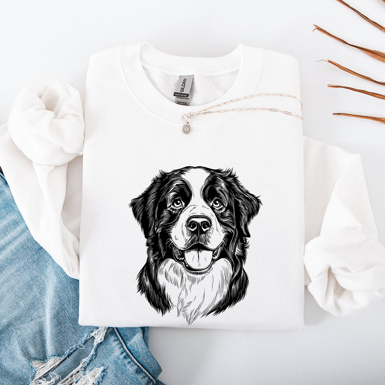 Bernese Mountain Dog Lover And Best Friend Forever Portrait Series Deluxe Sweatshirt