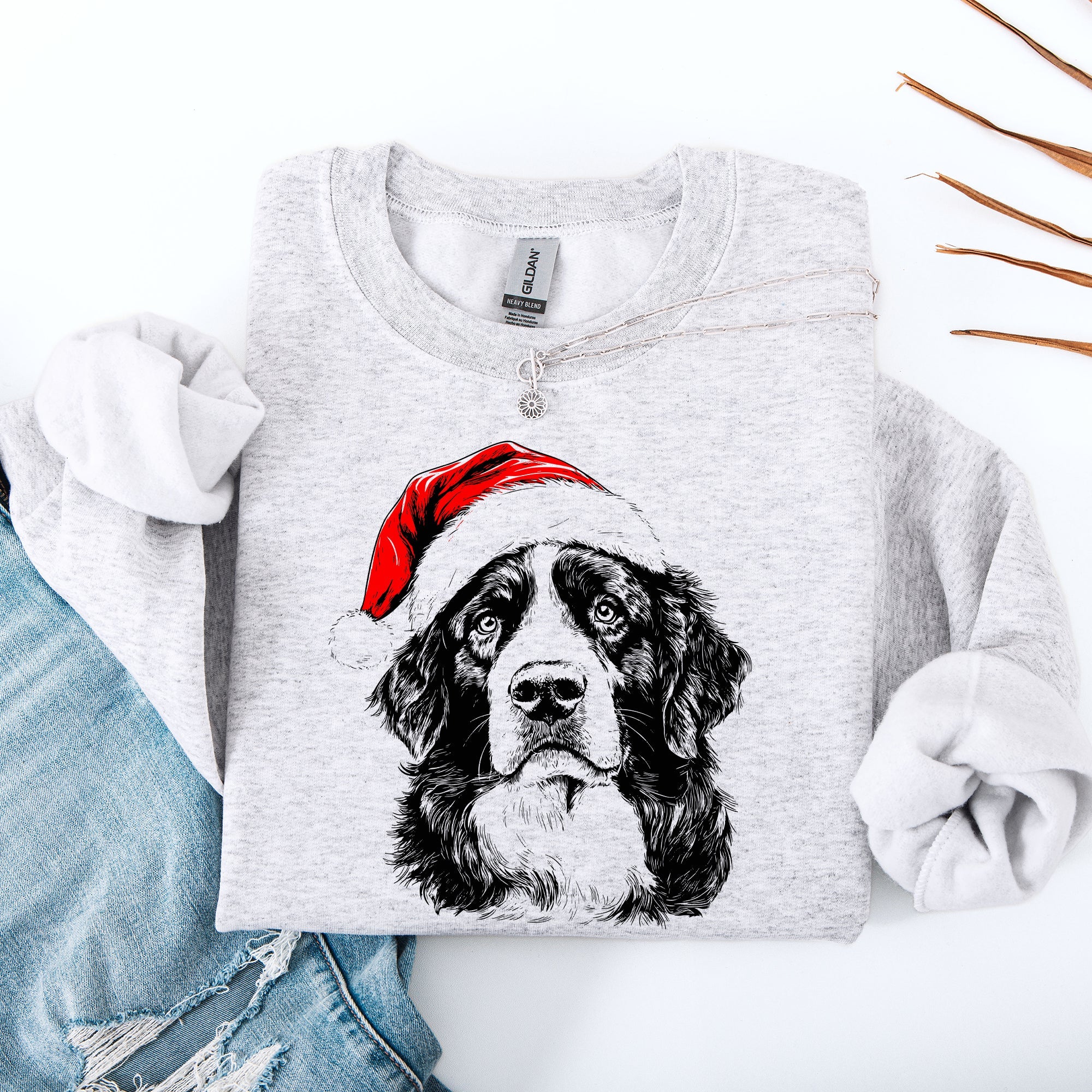 Bernese Mountain Dog Santa Christmas Lover Festive Cozy Holiday Pet Pride Sweatshirt