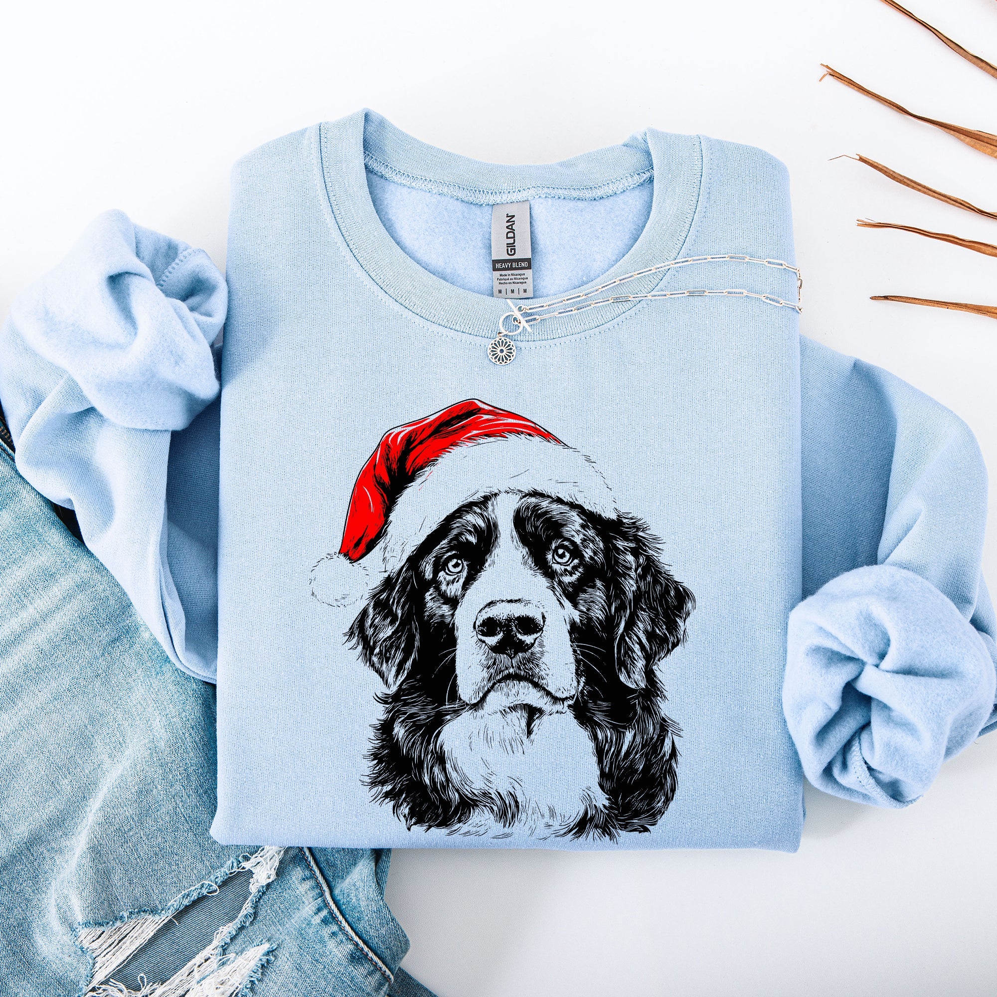Bernese Mountain Dog Santa Christmas Lover Festive Cozy Holiday Pet Pride Sweatshirt