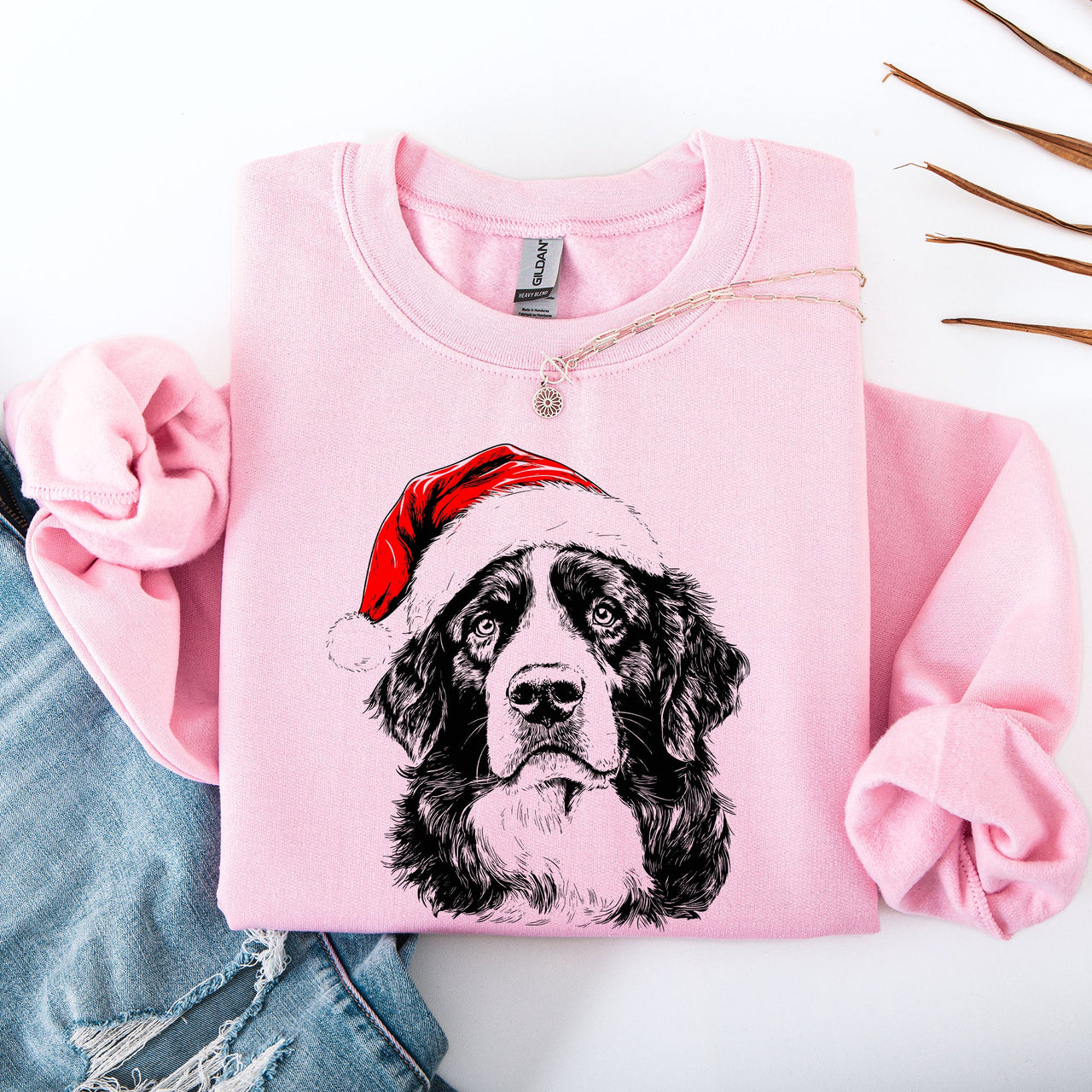 Bernese Mountain Dog Santa Christmas Lover Festive Cozy Holiday Pet Pride Sweatshirt