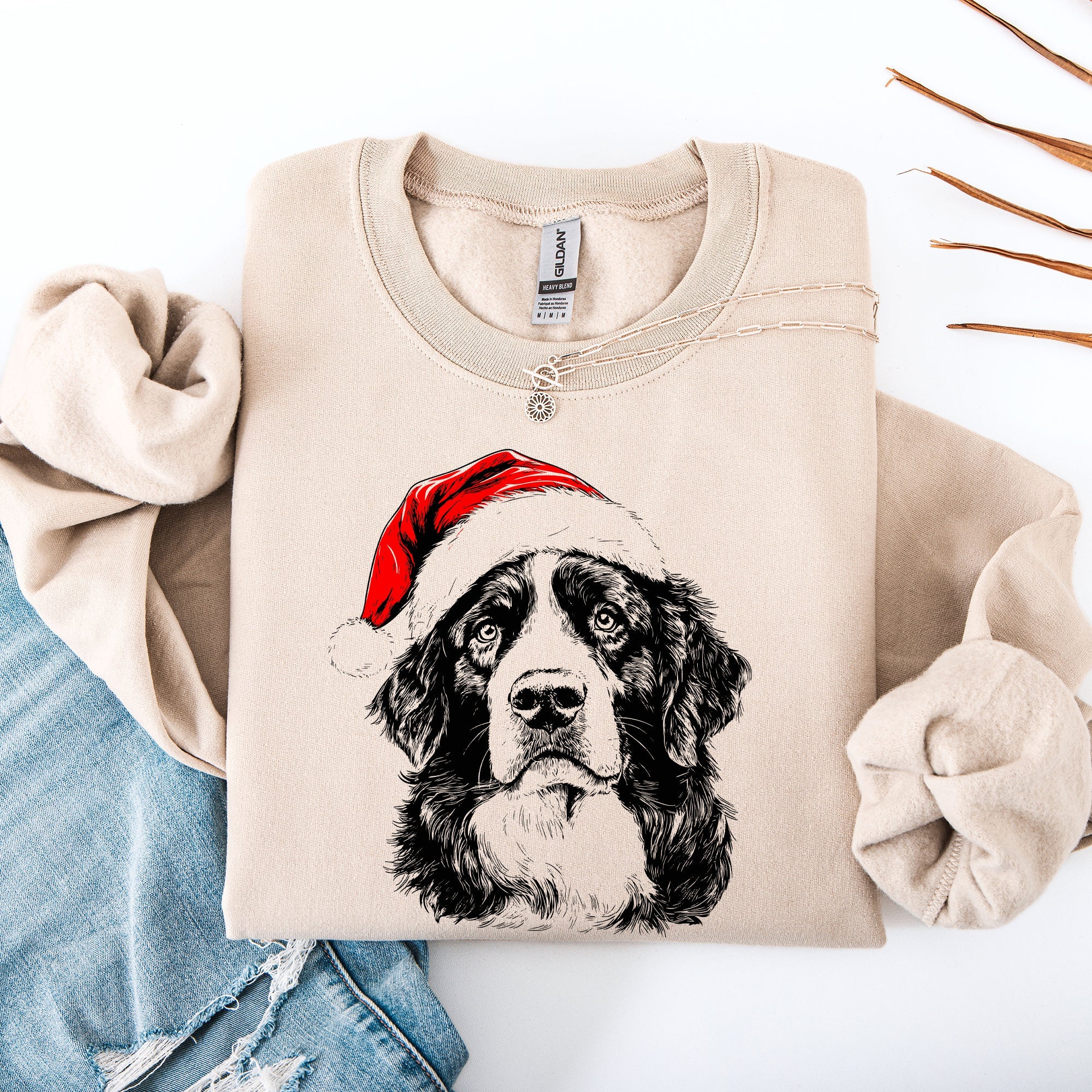 Bernese Mountain Dog Santa Christmas Lover Festive Cozy Holiday Pet Pride Sweatshirt