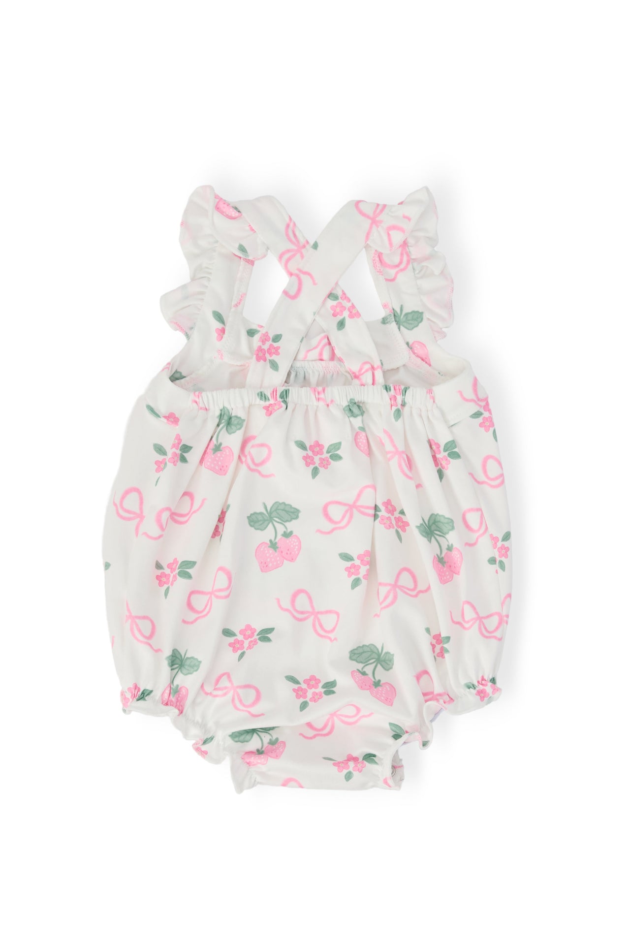 Berries & Bows Ruffle Cross Back Romper