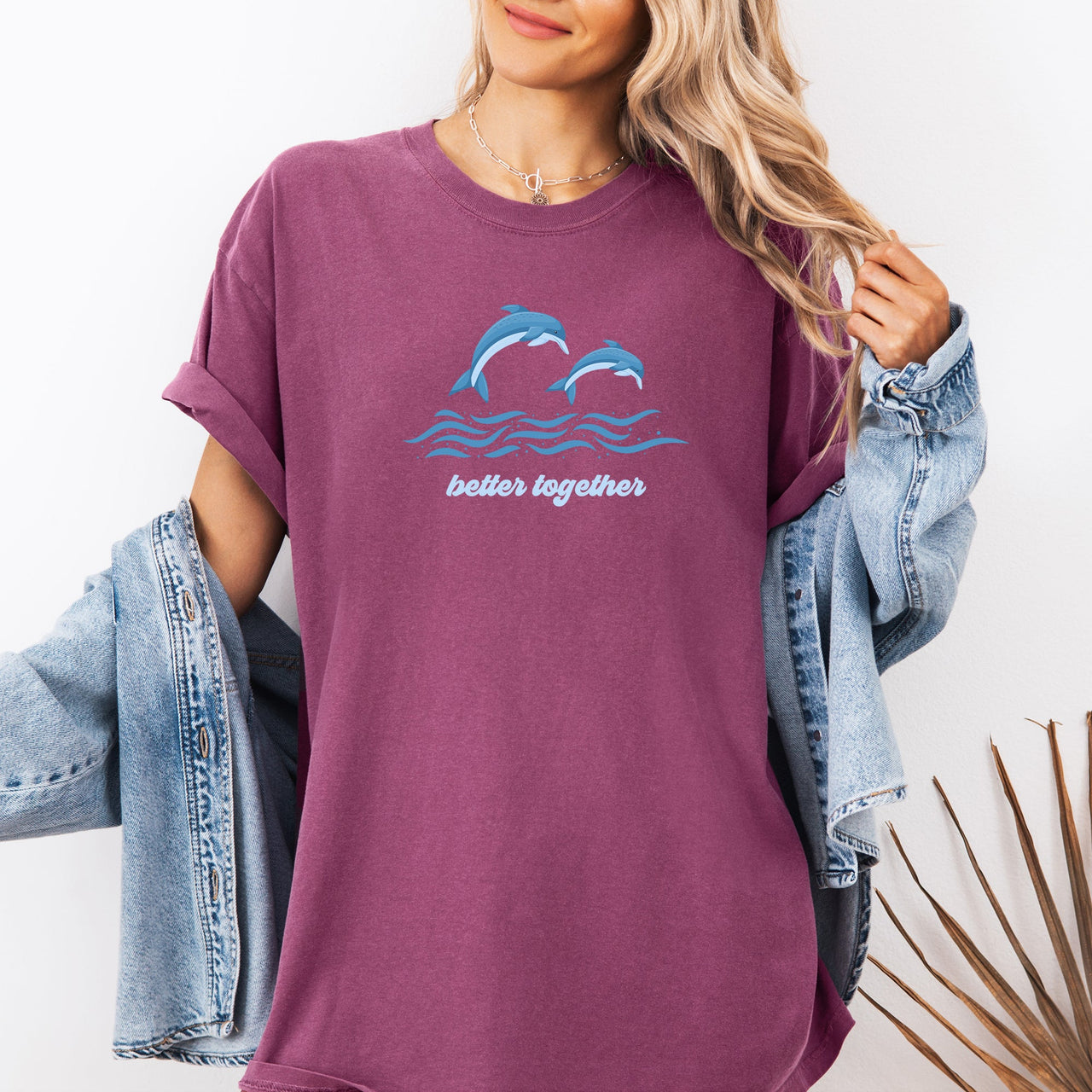 Better Together Dolphins Minimalist Beach Summer Ocean Marine Life Sea Coastal Breeze Sunset Comfort Colors Tee
