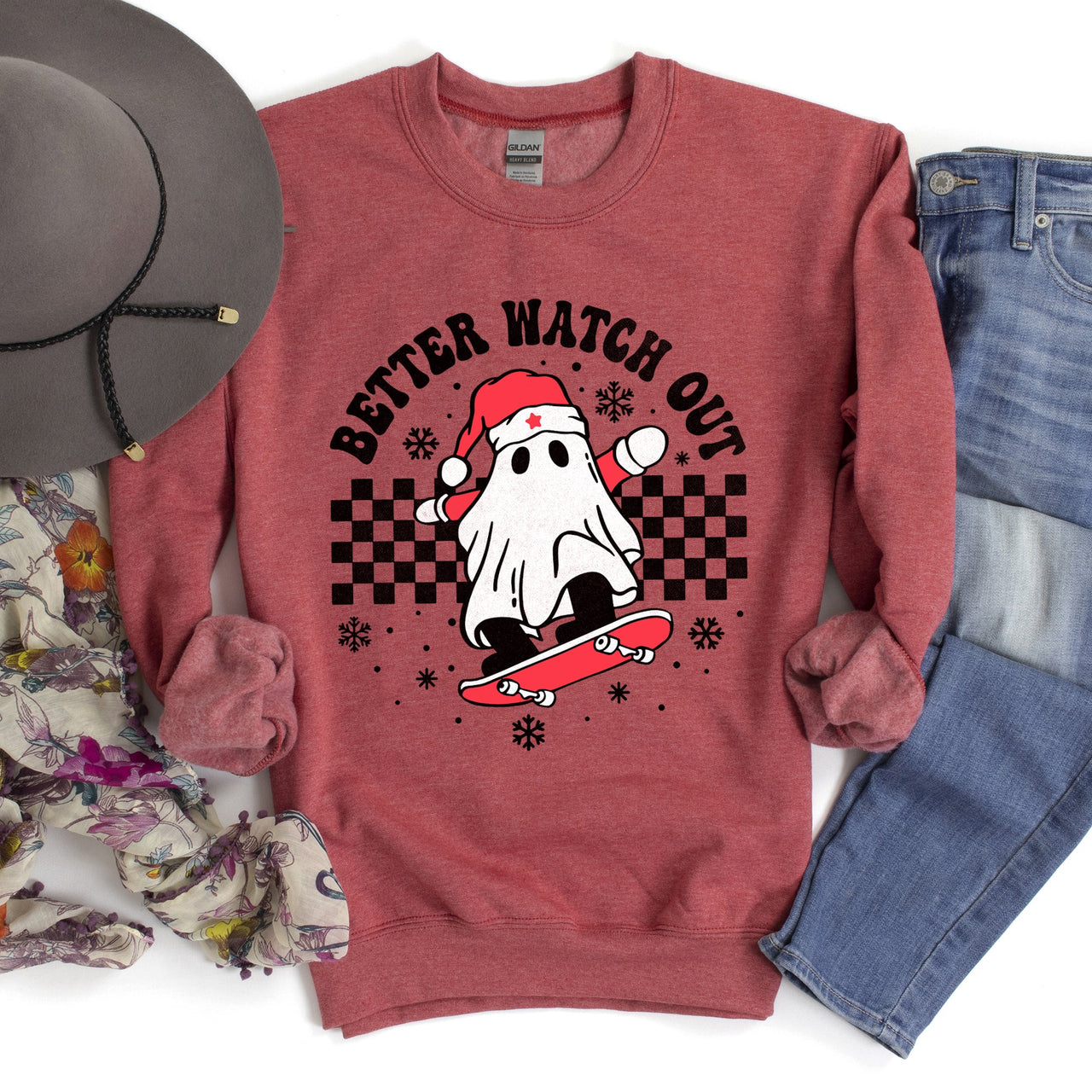 Better Watch Out Ghost Christmas Cozy Graphic Design For Holiday Parties And Cozy Nights Sweatshirt