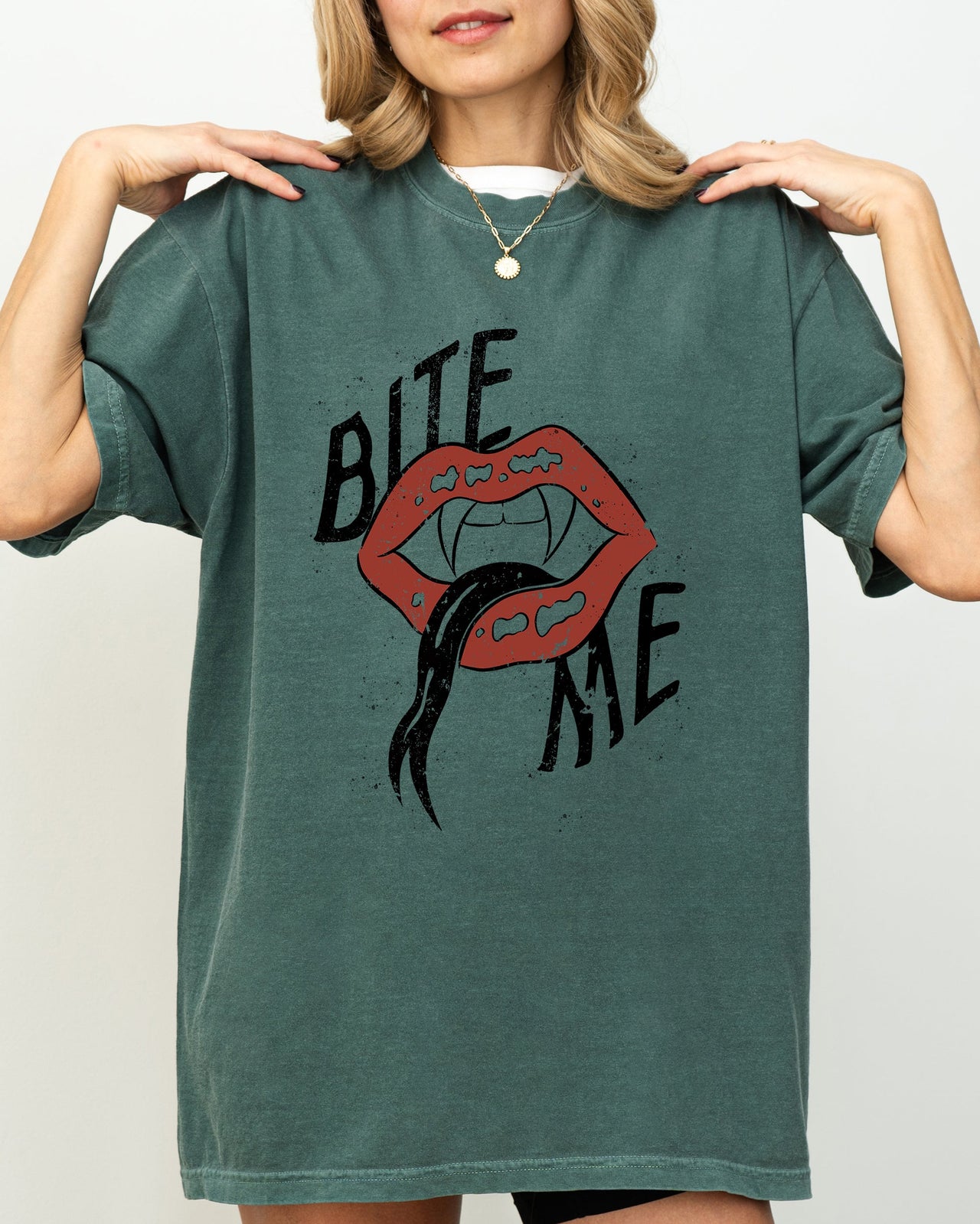 Bite Me Lips Vampire Funny Sexy Crude Sarcastic Vulgar Edition Comfort Colors Tee