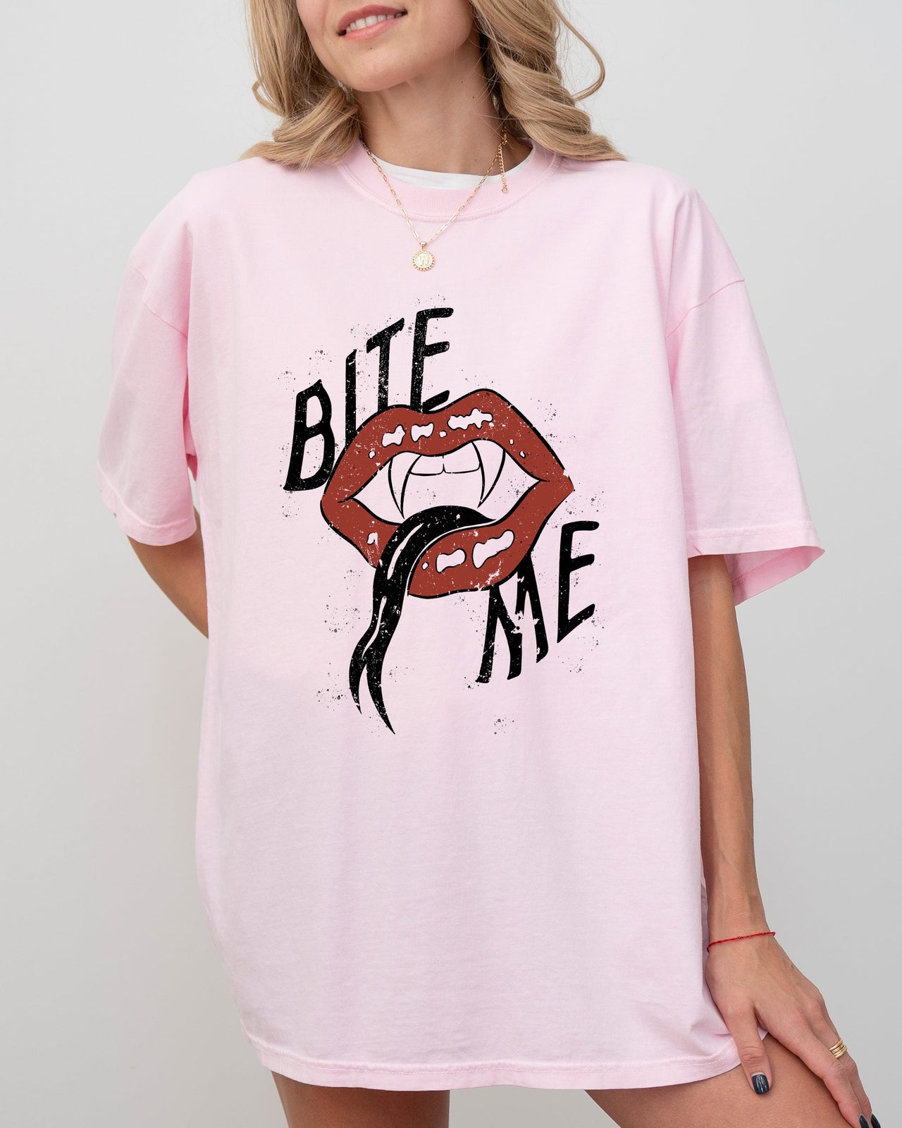 Bite Me Lips Vampire Funny Sexy Crude Sarcastic Vulgar Edition Comfort Colors Tee