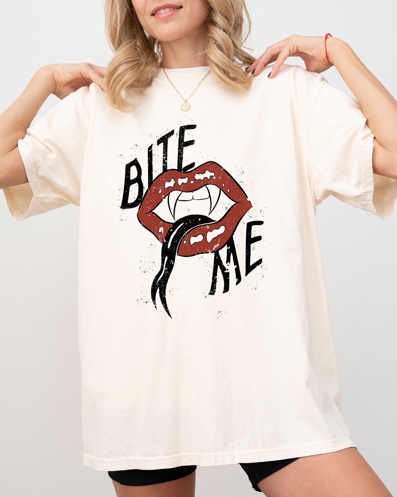 Bite Me Lips Vampire Funny Sexy Crude Sarcastic Vulgar Edition Comfort Colors Tee