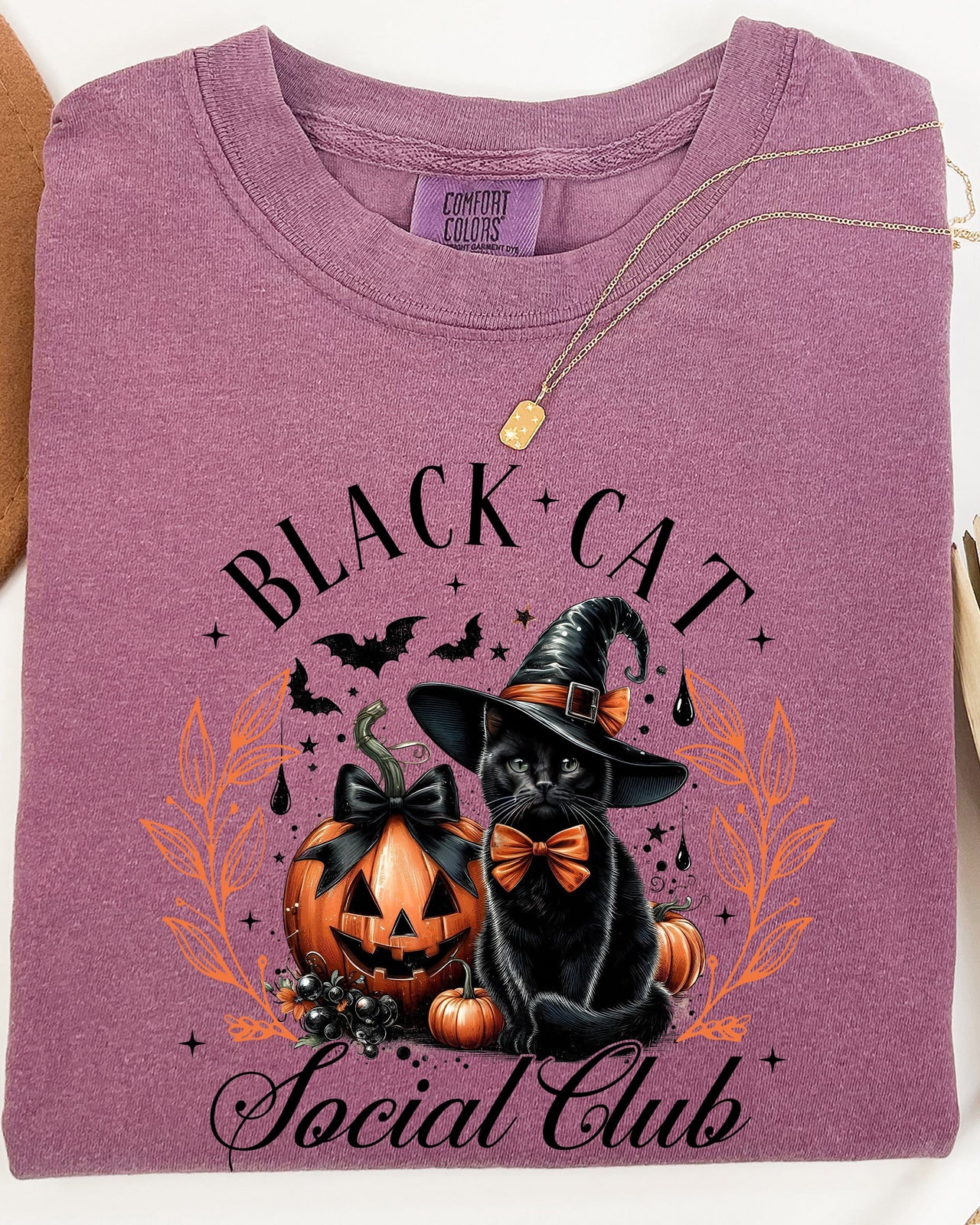 Black Cat Social Club Coquette Halloween Witch Pumpkin Jack-O-Lantern Comfort Colors Tee