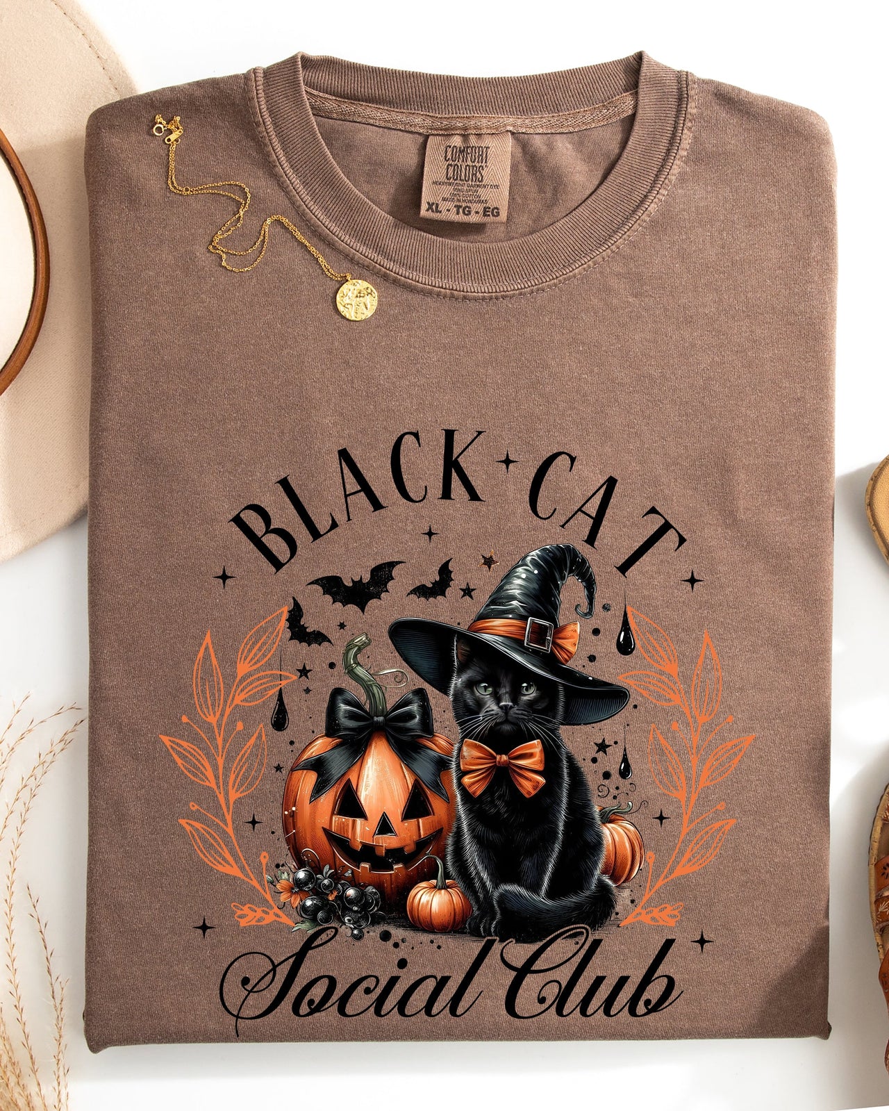 Black Cat Social Club Coquette Halloween Witch Pumpkin Jack-O-Lantern Comfort Colors Tee
