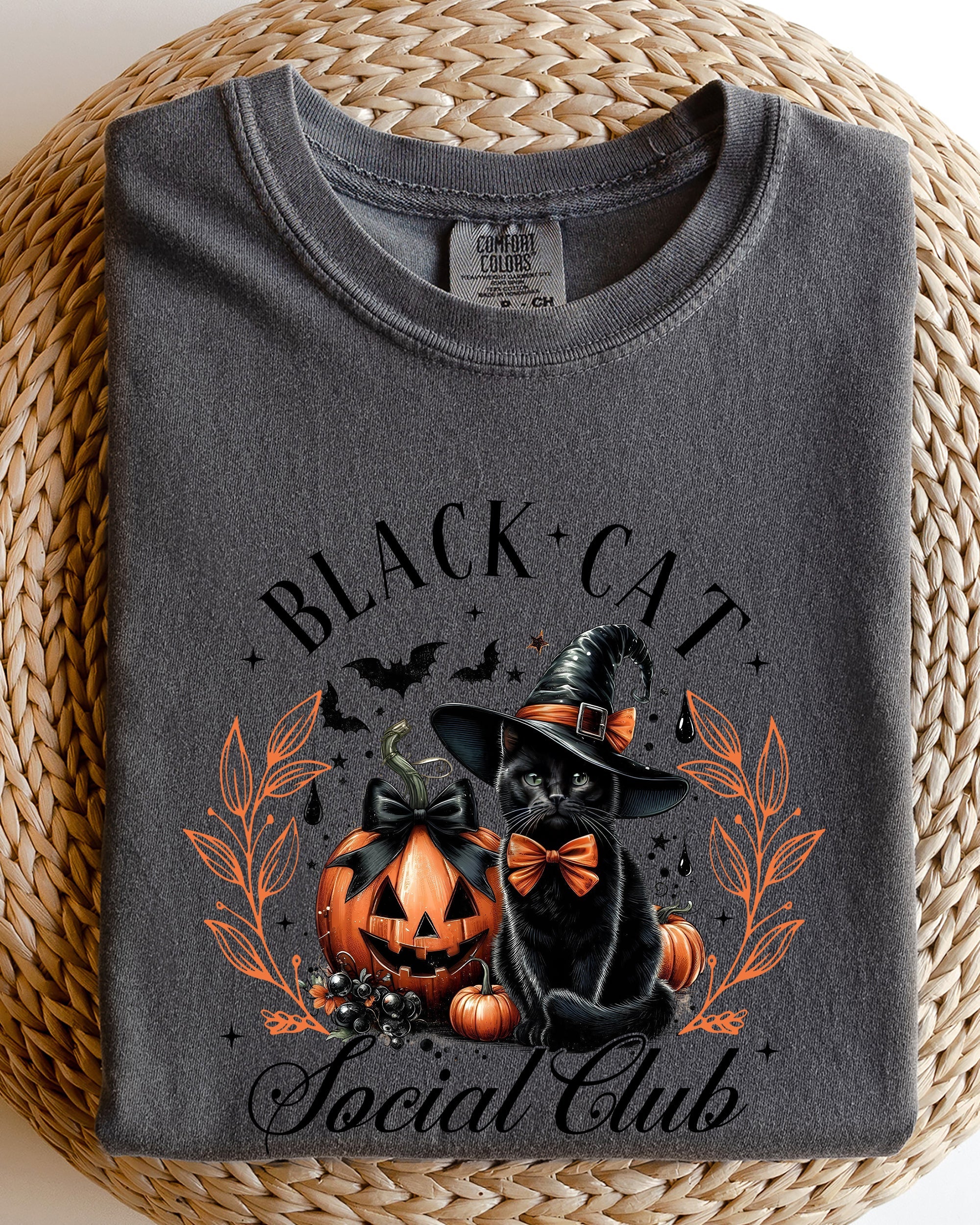 Black Cat Social Club Coquette Halloween Witch Pumpkin Jack-O-Lantern Comfort Colors Tee