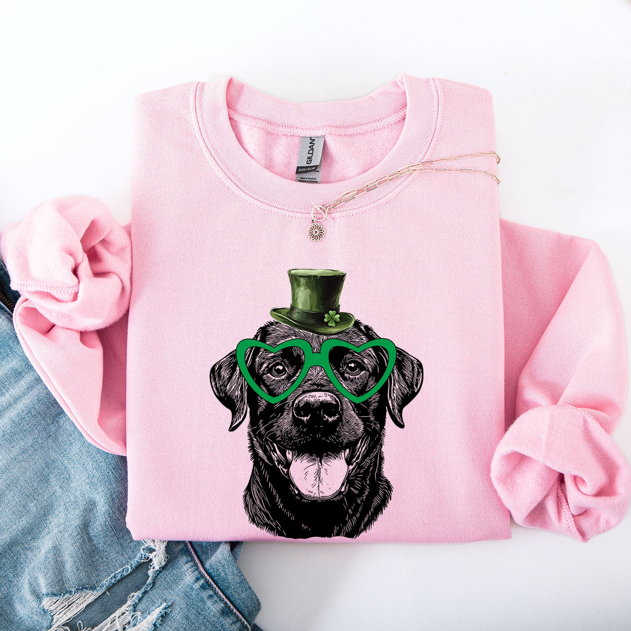 Black Lab Labrador Adorable Dog St Patrick's Day Lucky Irish Celtic Charm Sweatshirt