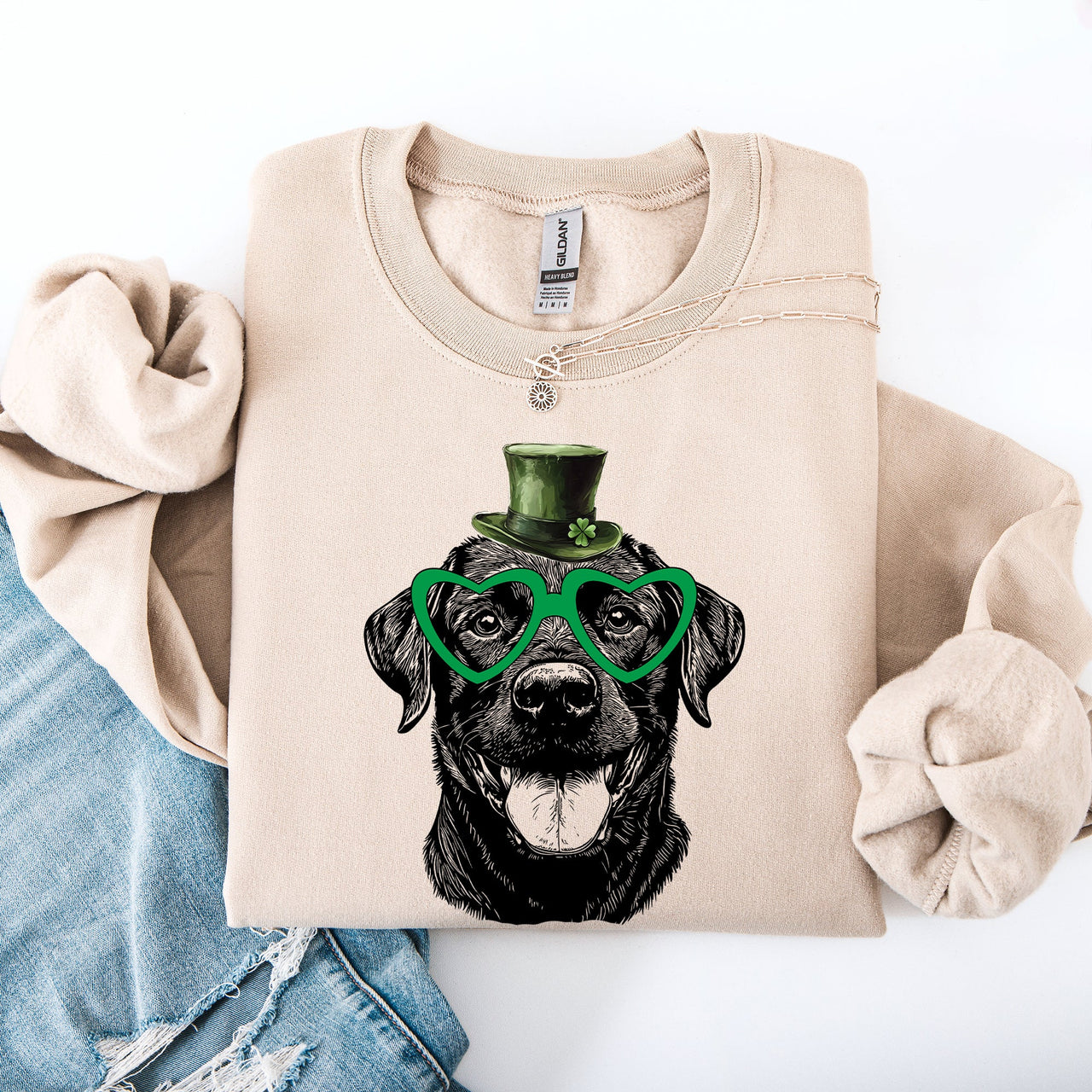 Black Lab Labrador Adorable Dog St Patrick's Day Lucky Irish Celtic Charm Sweatshirt