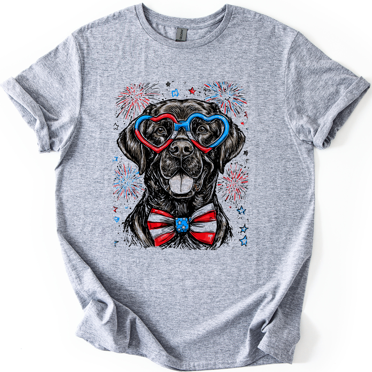 Patriotic Labrador USA Fourth Of July Dog Lover American Flag Inspired Graphic Tee